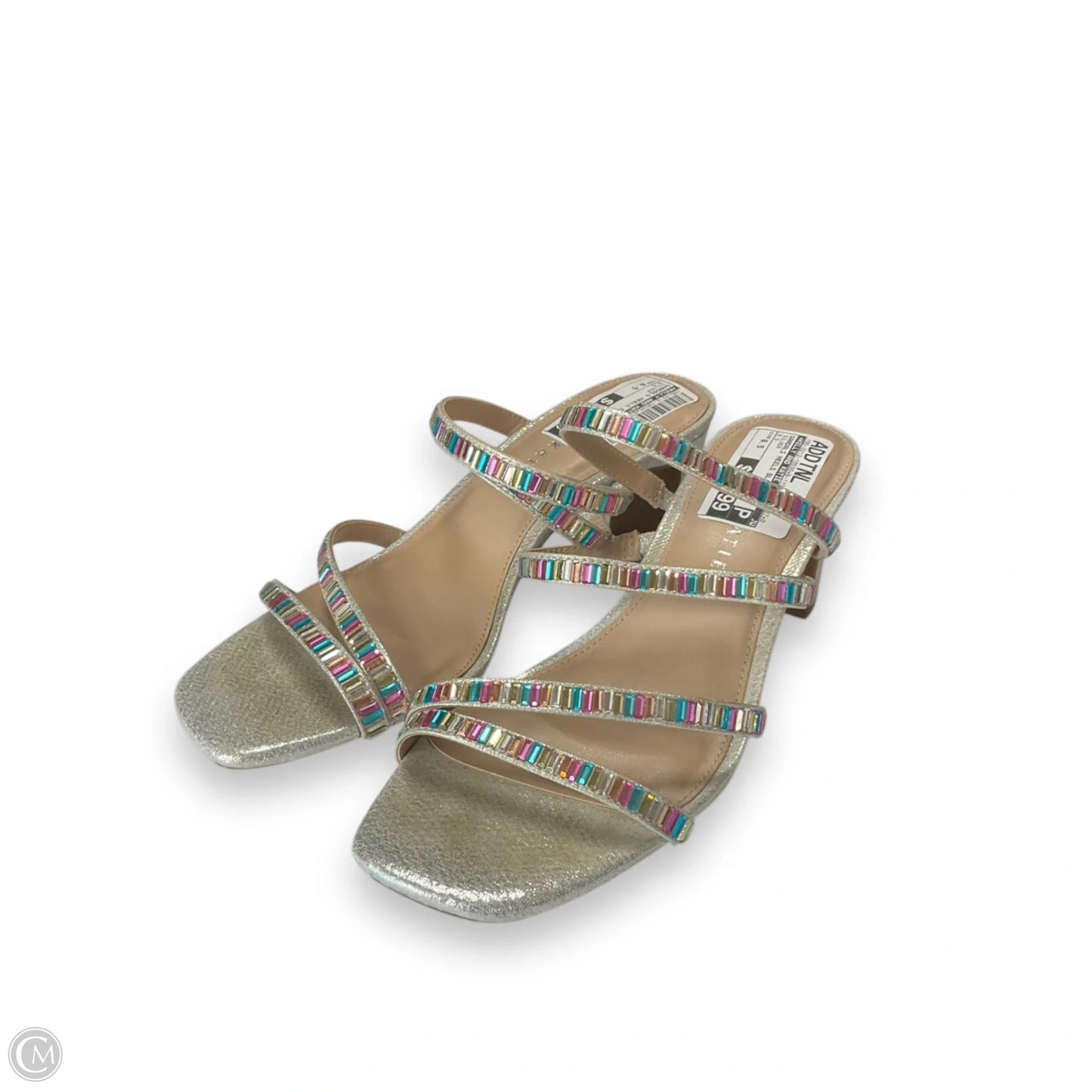 Sandals Heels Block By Kelly And Katie In Silver, Size: 6.5