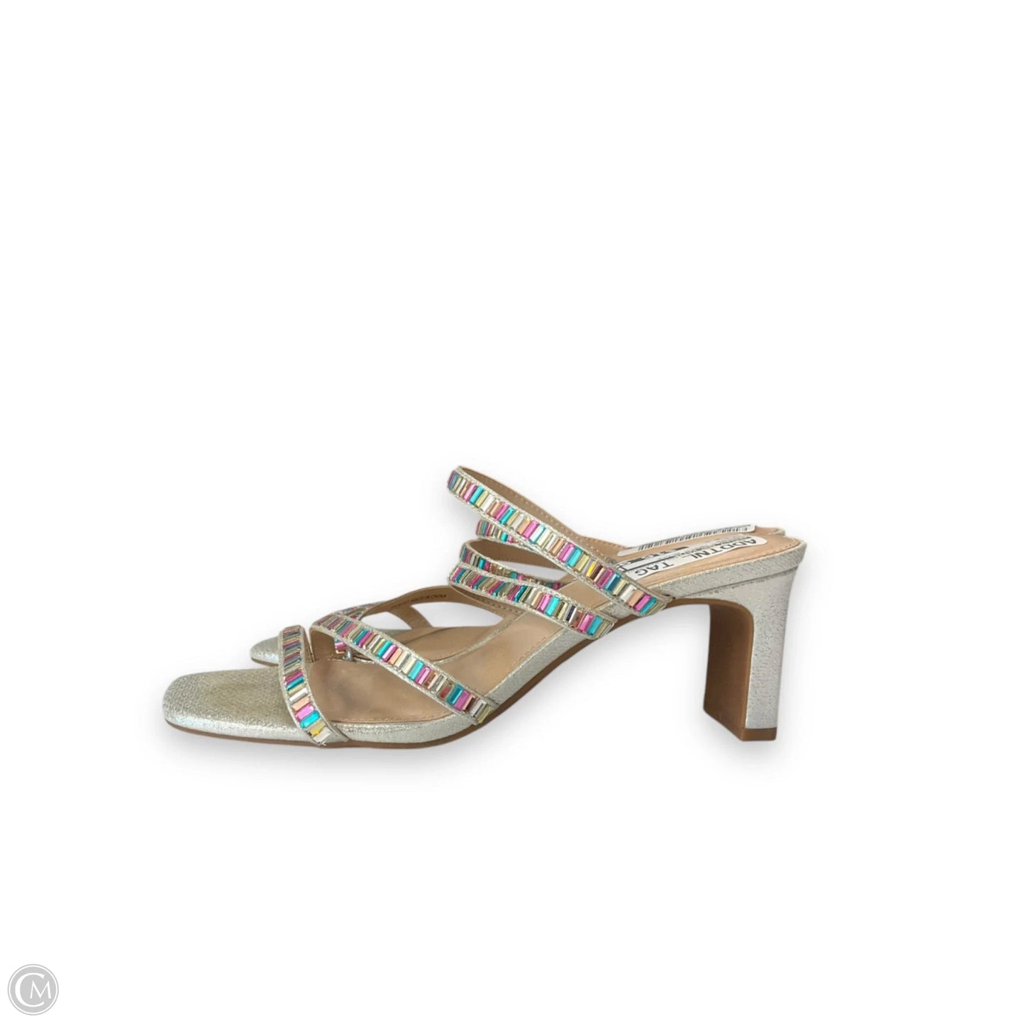 Sandals Heels Block By Kelly And Katie In Silver, Size: 6.5