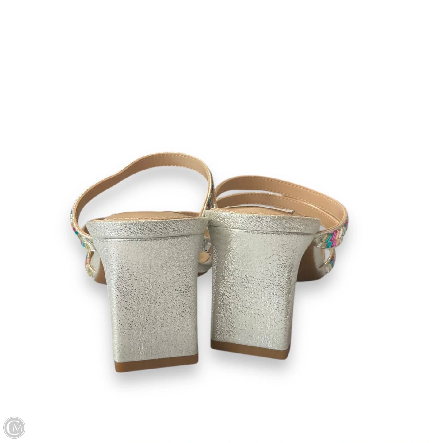 Sandals Heels Block By Kelly And Katie In Silver, Size: 6.5