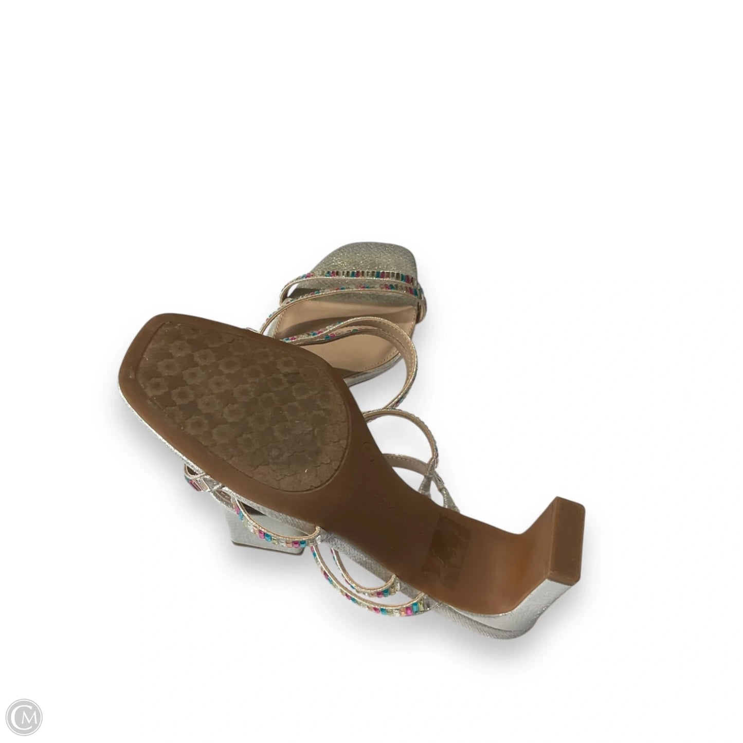 Sandals Heels Block By Kelly And Katie In Silver, Size: 6.5