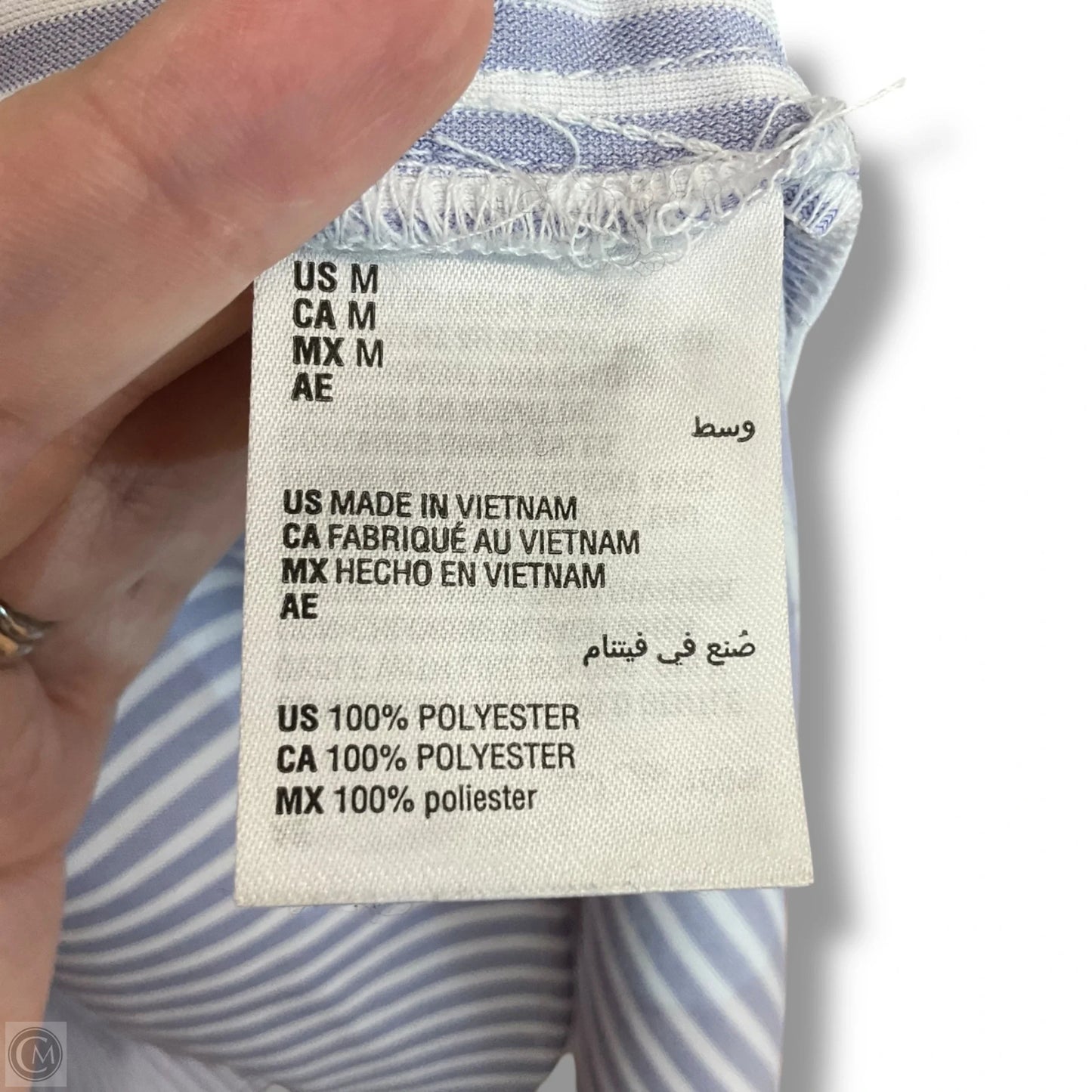 Top 3/4 Sleeve By Alfani In Striped Pattern, Size: M