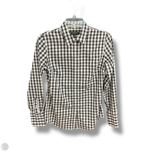 Blouse Long Sleeve By Banana Republic In Plaid Pattern, Size: Xs