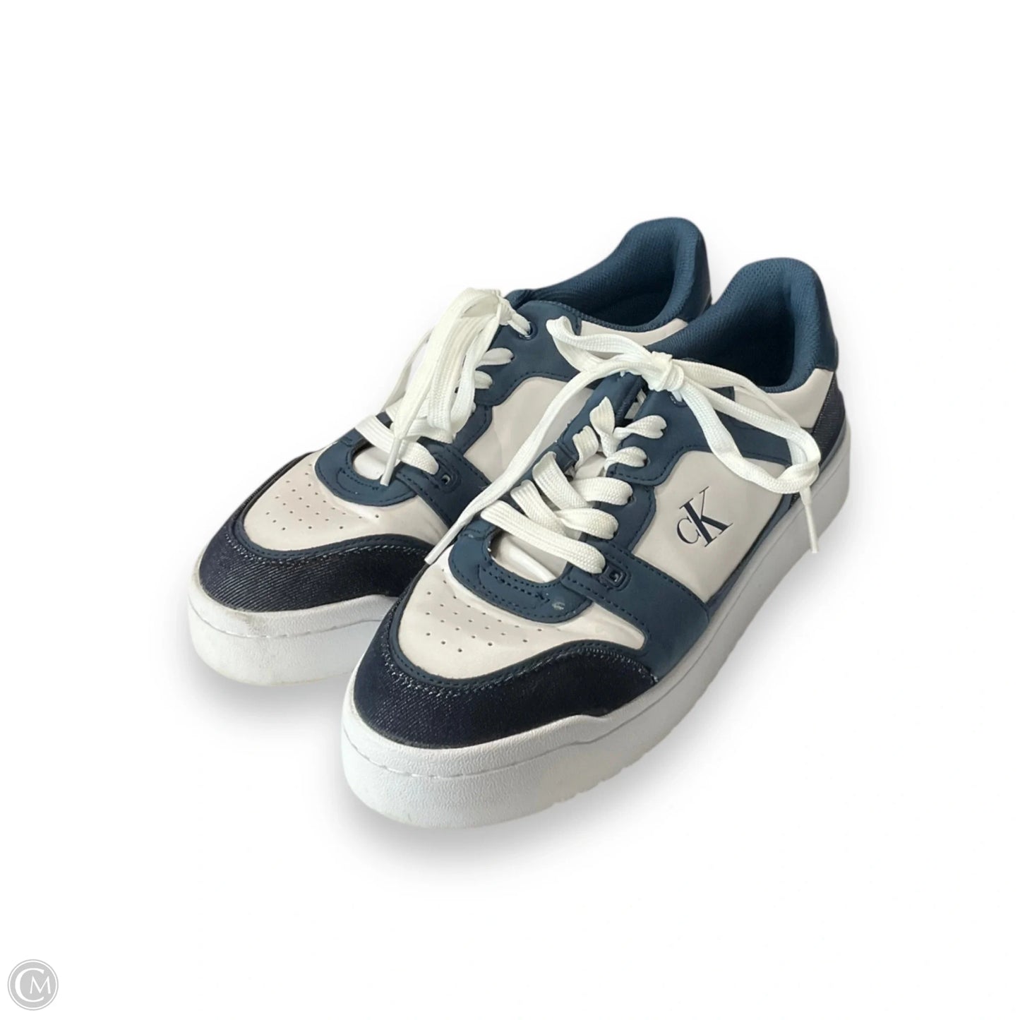 Shoes Sneakers By Calvin Klein In Blue & White, Size: 11