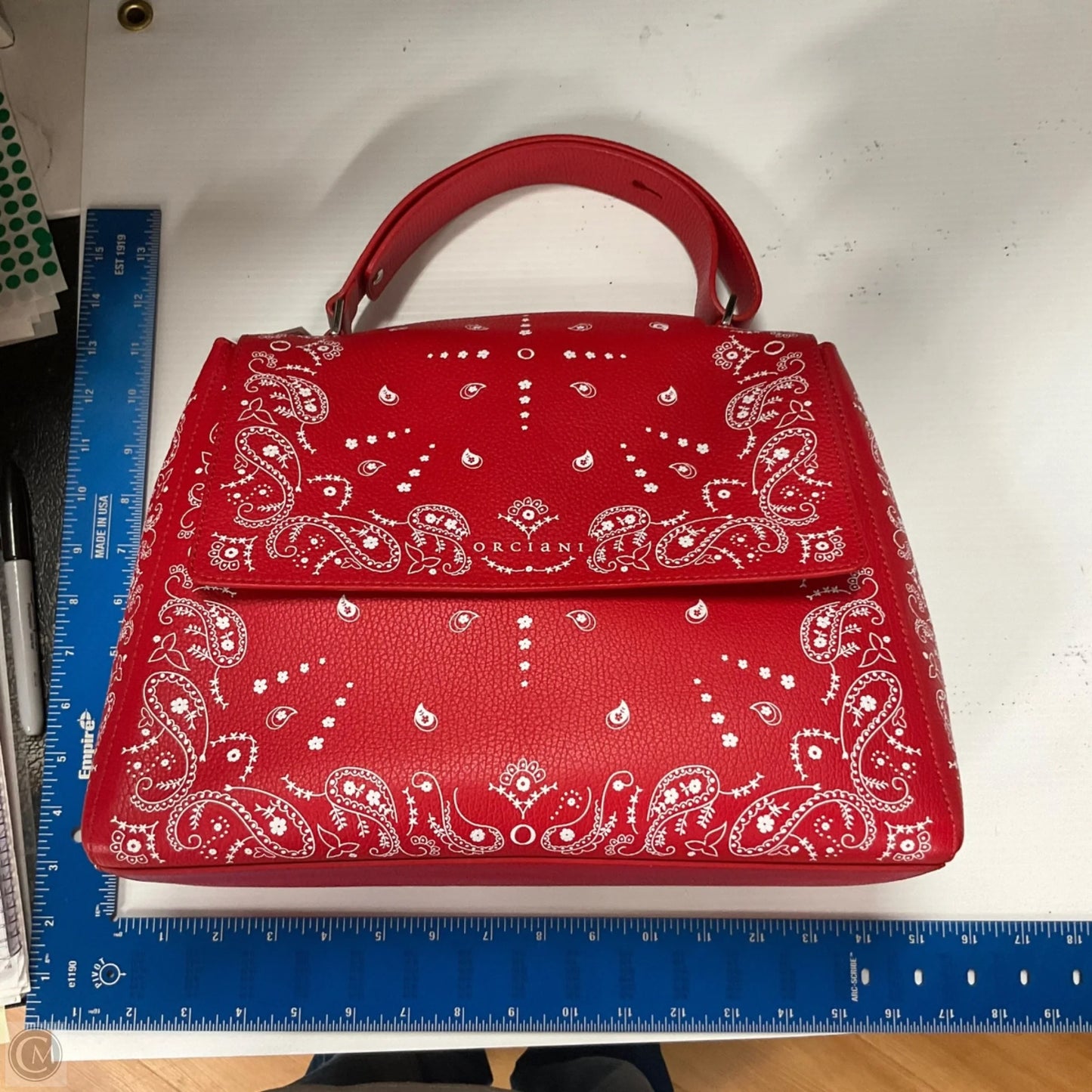 Handbag Leather By Orciani, Size: Medium