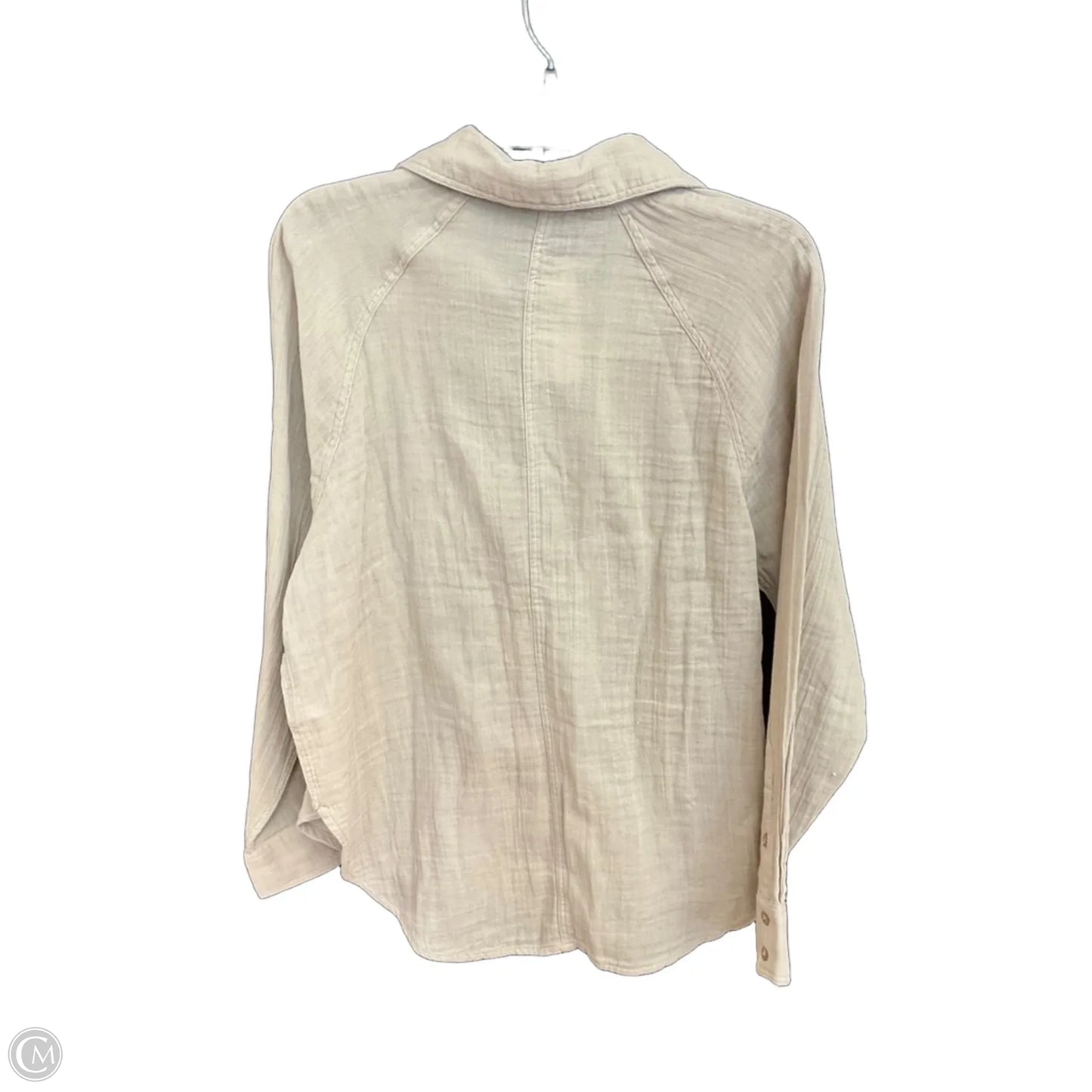 Blouse Long Sleeve By Evereve In Tan, Size: Xs