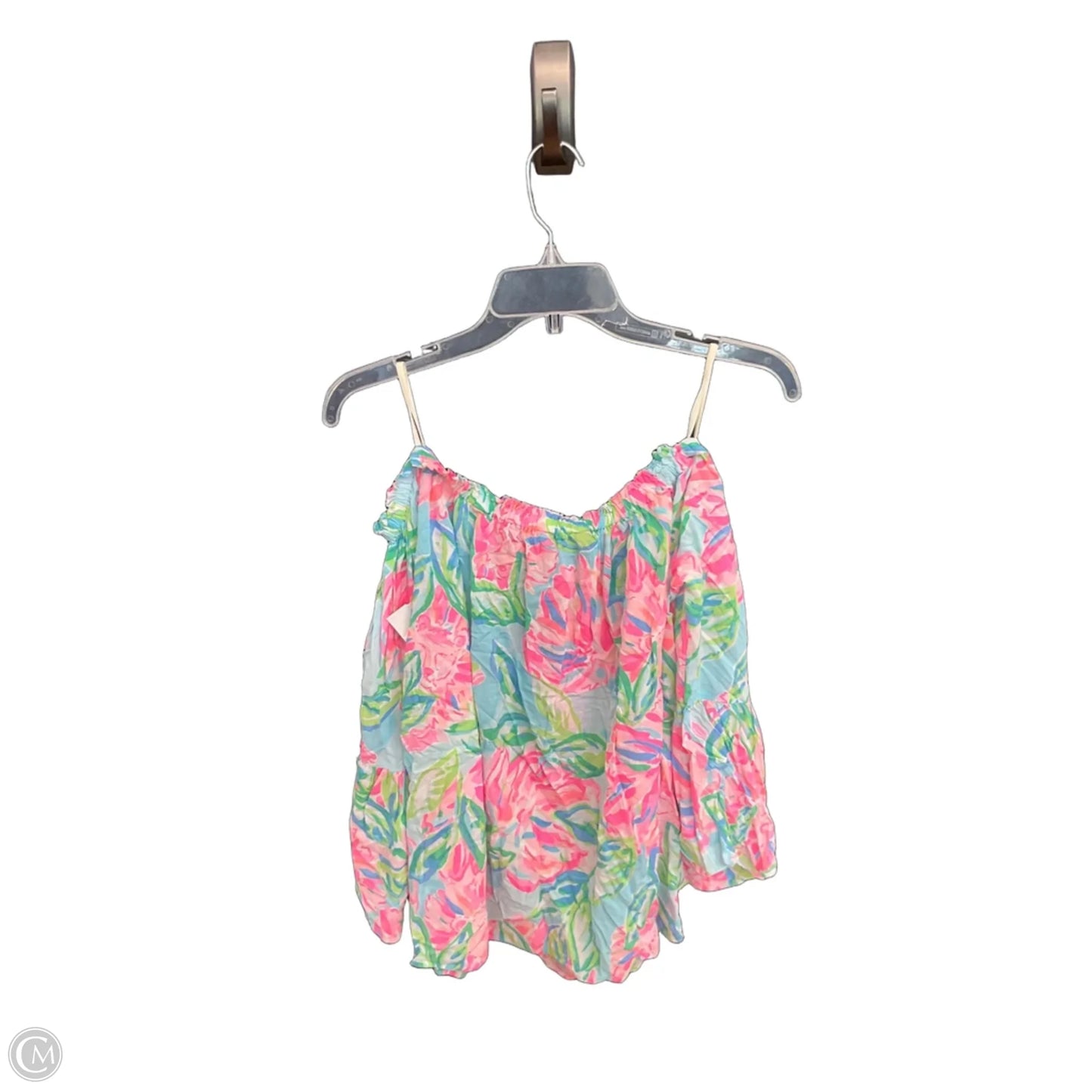 Top 3/4 Sleeve Designer By Lilly Pulitzer In Blue & Pink, Size: L