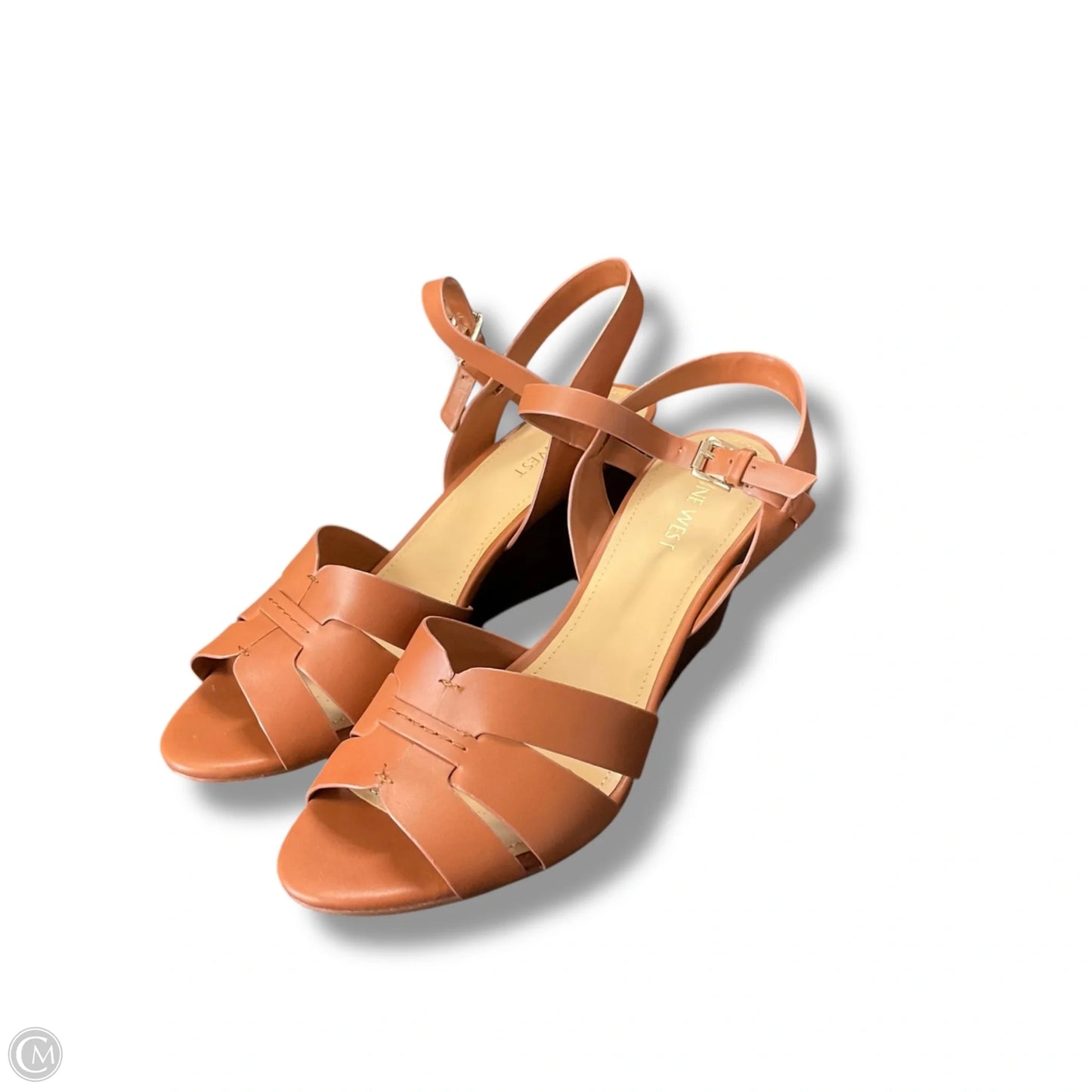 Sandals Heels Wedge By Nine West In Brown, Size: 9