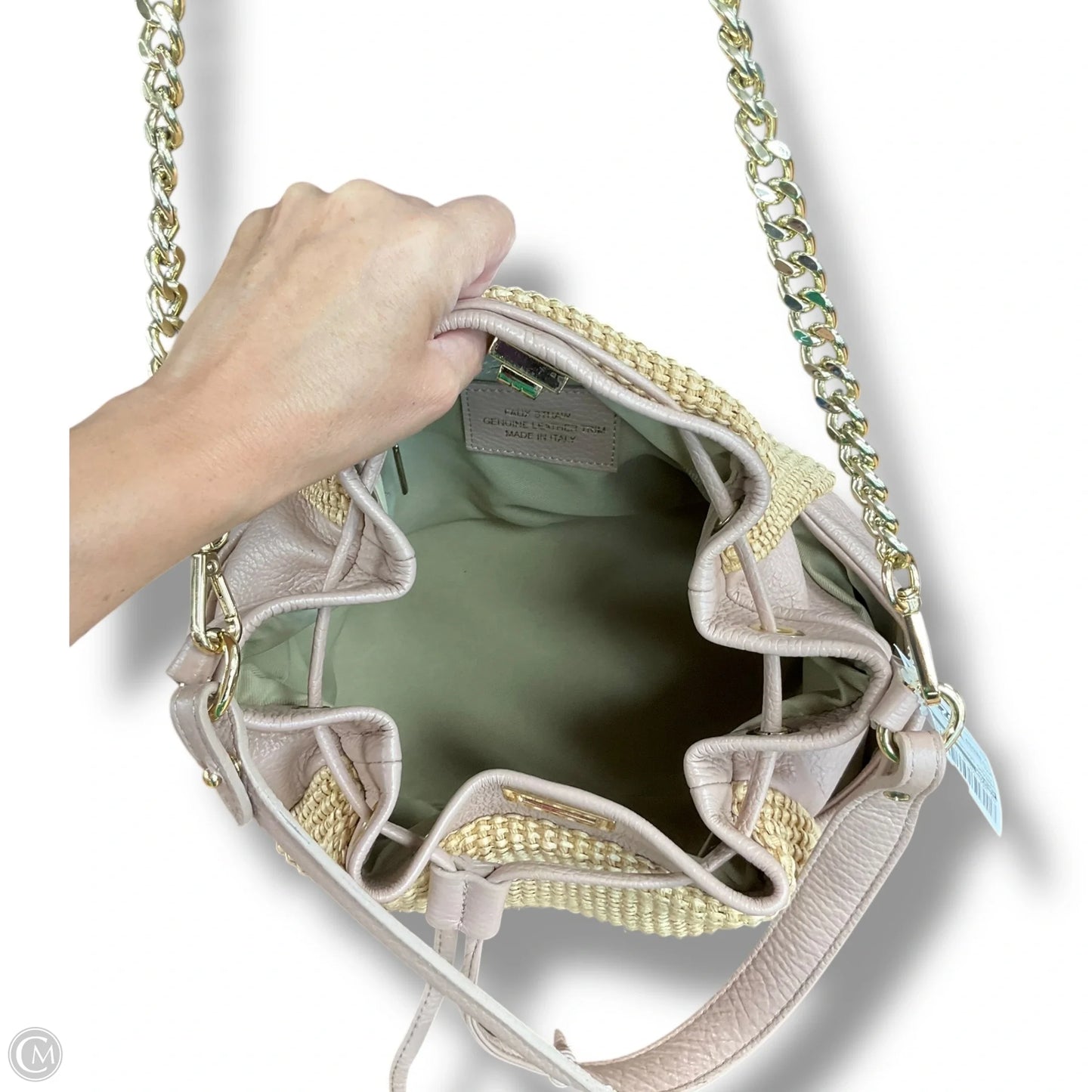 Handbag Leather By Uniform, Size: Medium