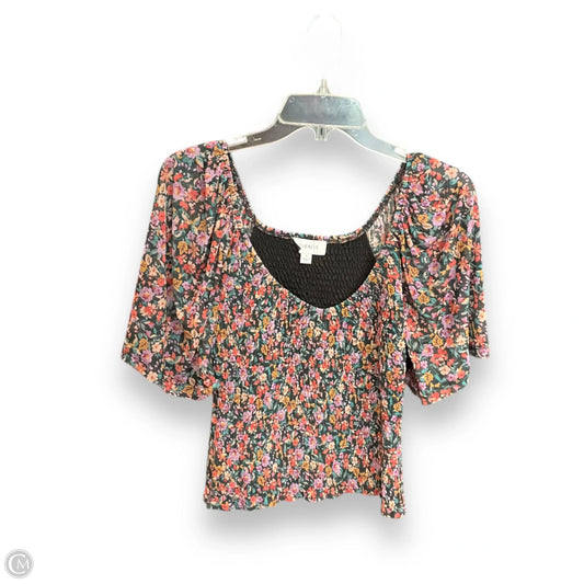 Top Short Sleeve By Evereve In Floral Print, Size: S