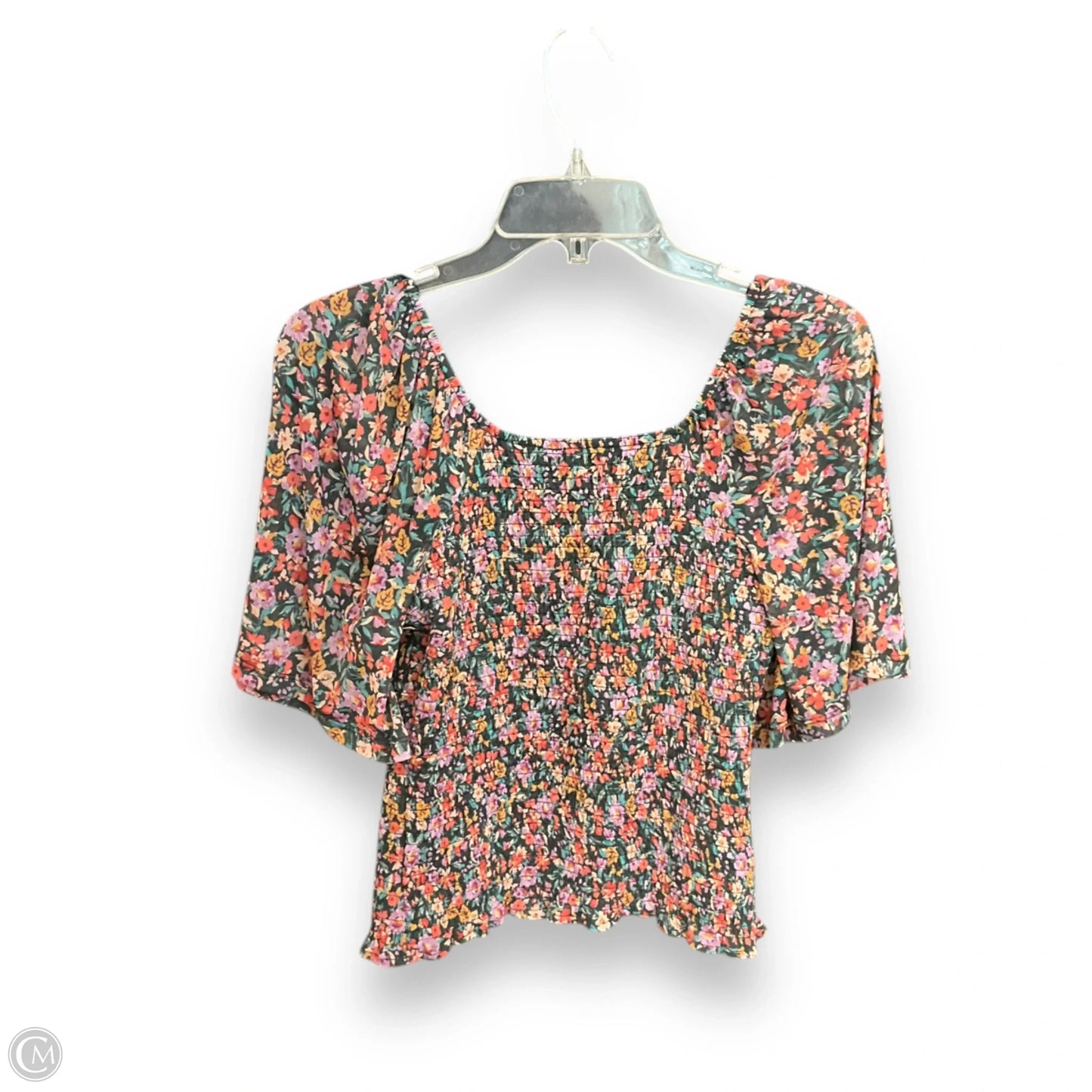 Top Short Sleeve By Evereve In Floral Print, Size: S
