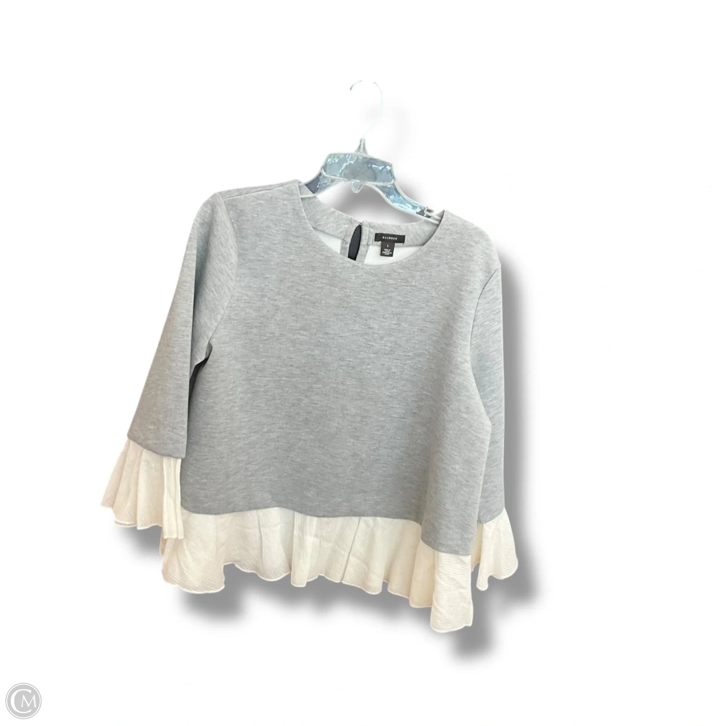 Top 3/4 Sleeve By Halogen In Grey, Size: L