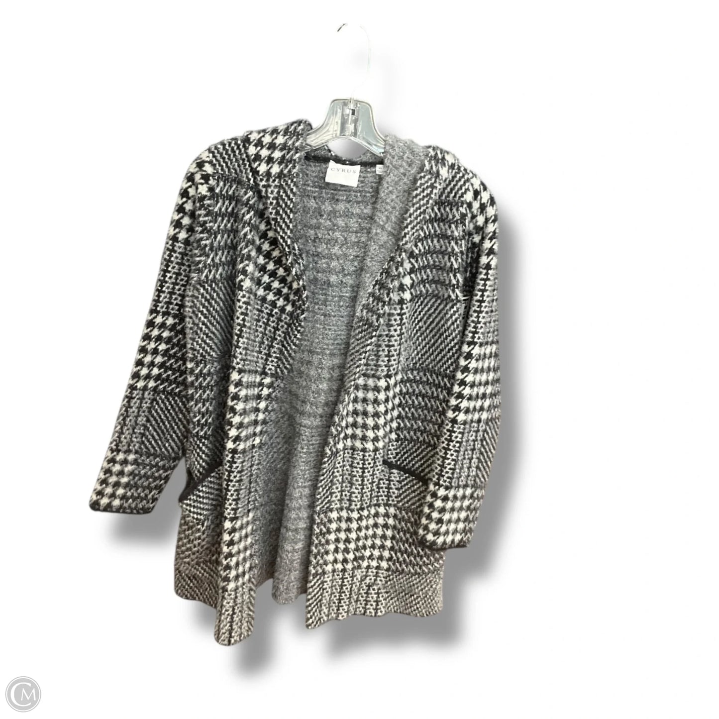 Sweater Cardigan By Cyrus In Black & White, Size: Xs