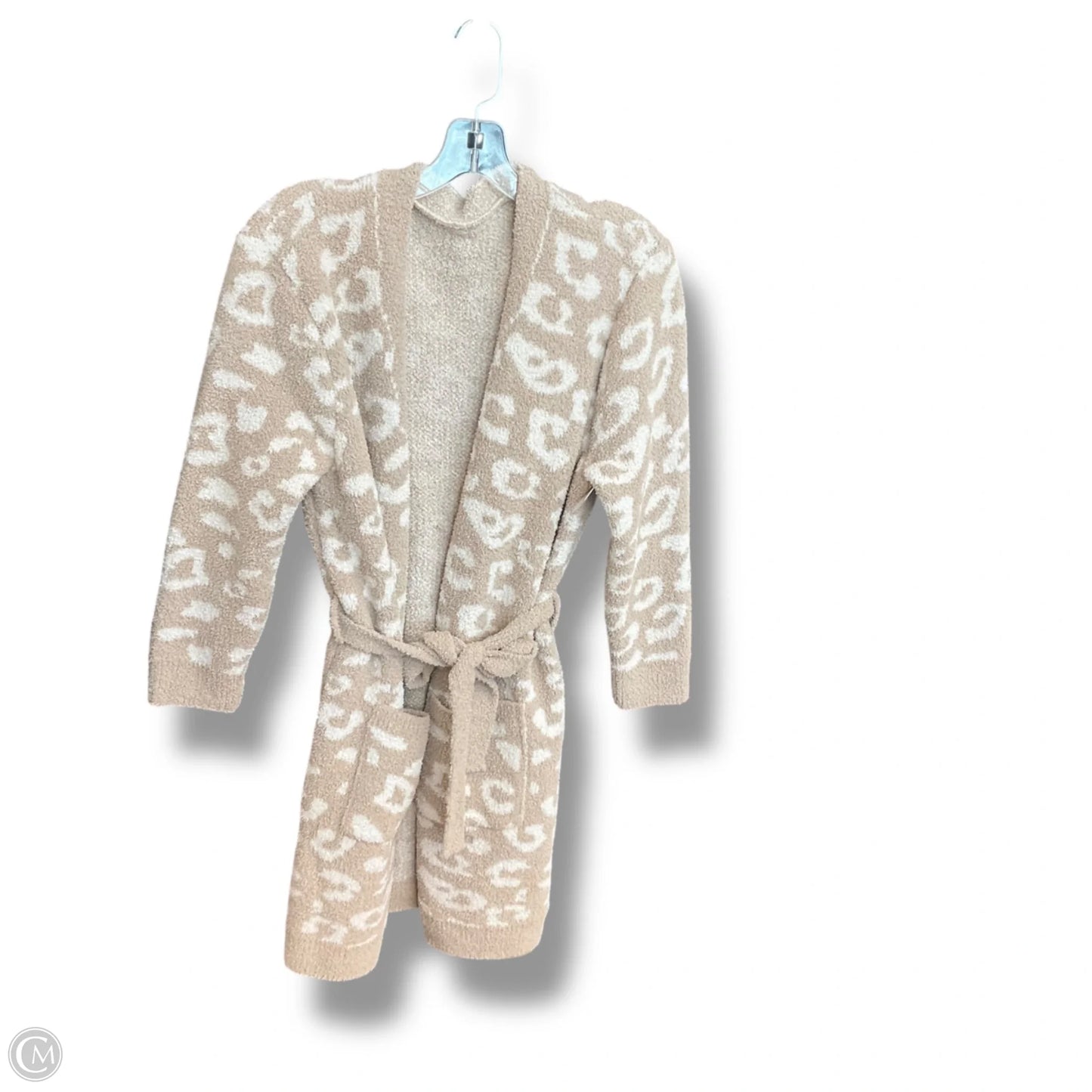 Sweater Cardigan By Clothes Mentor In Tan & White, Size: L