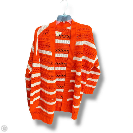 Sweater Cardigan By Maeve In Orange & White, Size: Xl