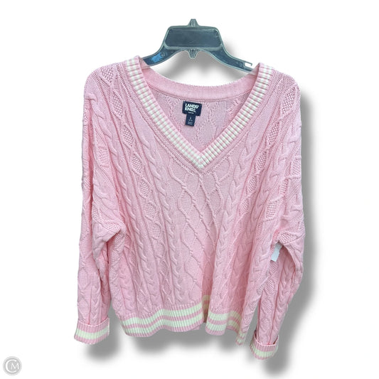 Sweater By Lands End In Pink, Size: L