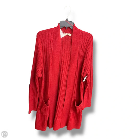 Sweater Cardigan By Loft In Red, Size: Xl