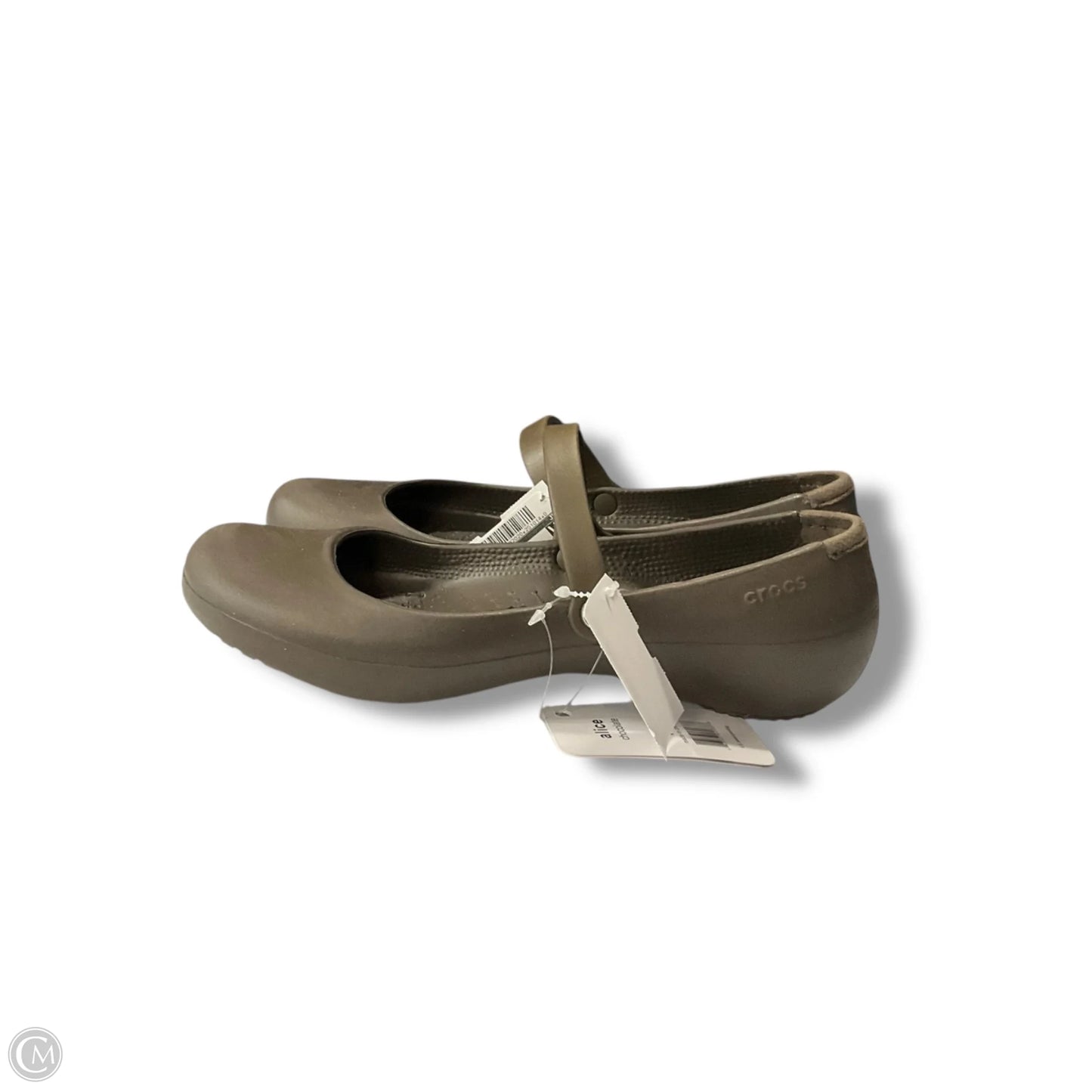 Shoes Flats By Crocs In Bronze, Size: 9