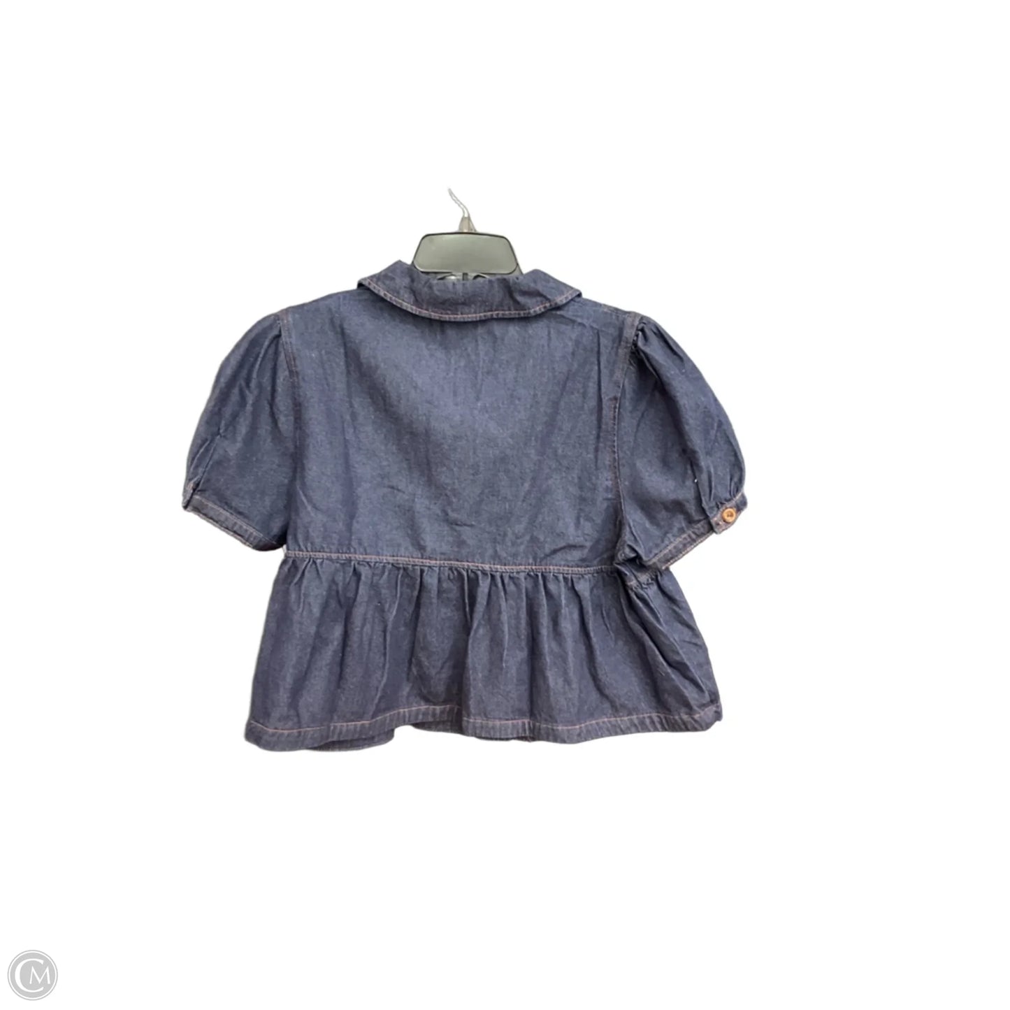Top Short Sleeve By Cider In Blue Denim, Size: L