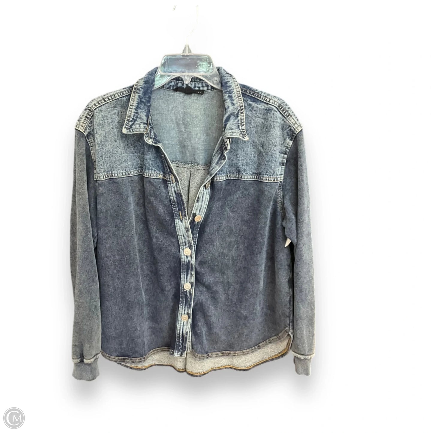 Jacket Shirt By Jane And Delancey In Blue Denim, Size: L