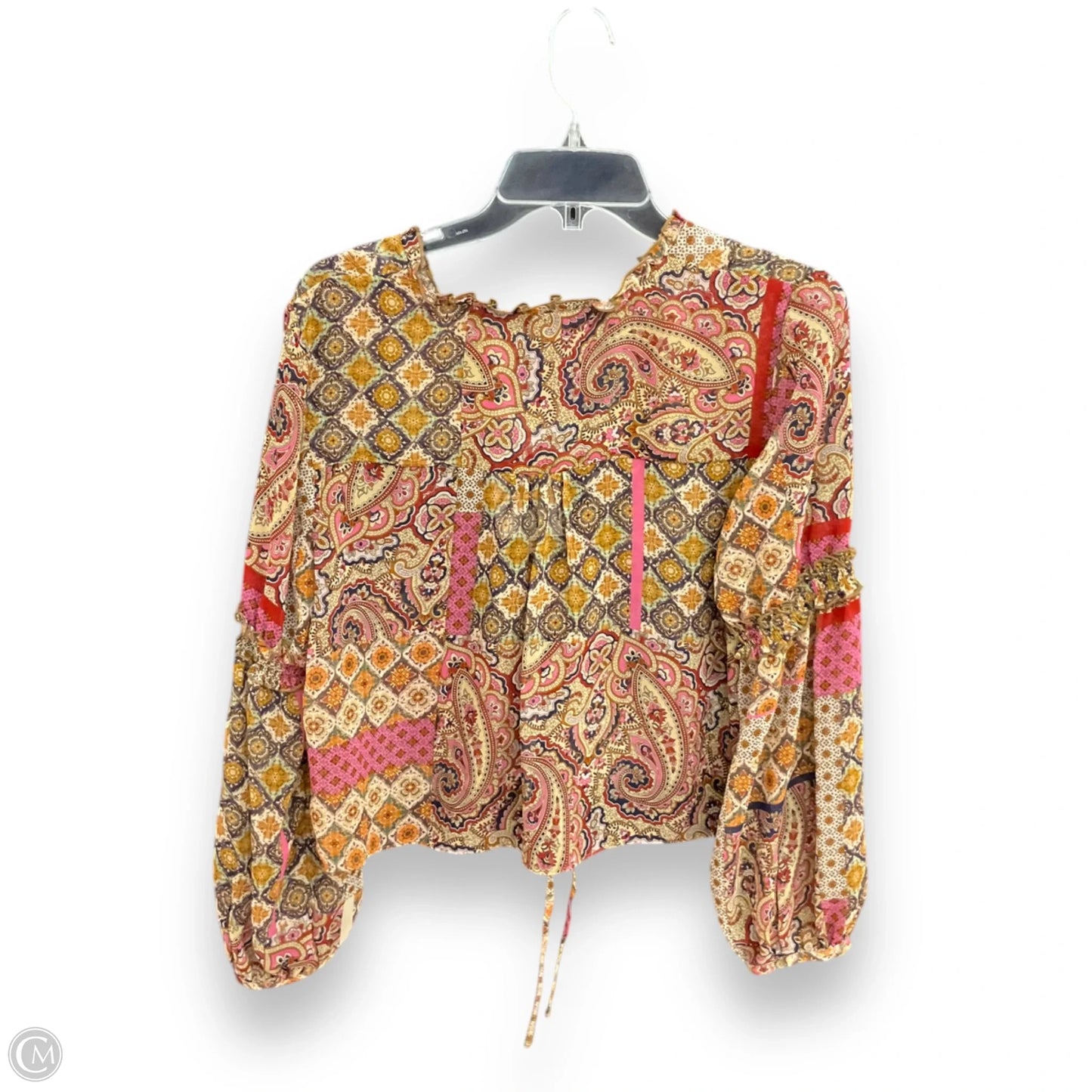 Top Long Sleeve By Zara In Paisley Print, Size: M