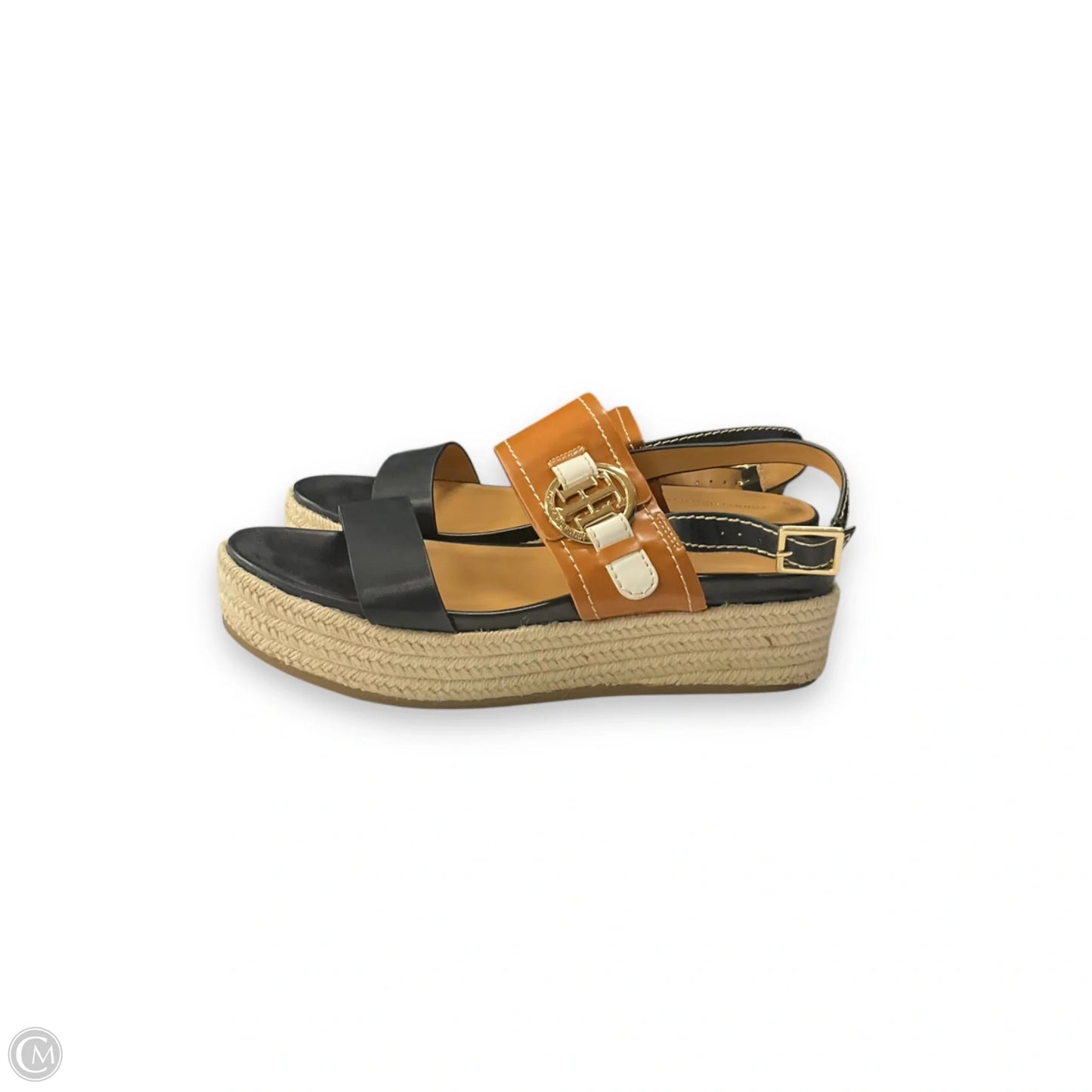 Sandals Flats By Tommy Hilfiger In Black & Brown, Size: 10