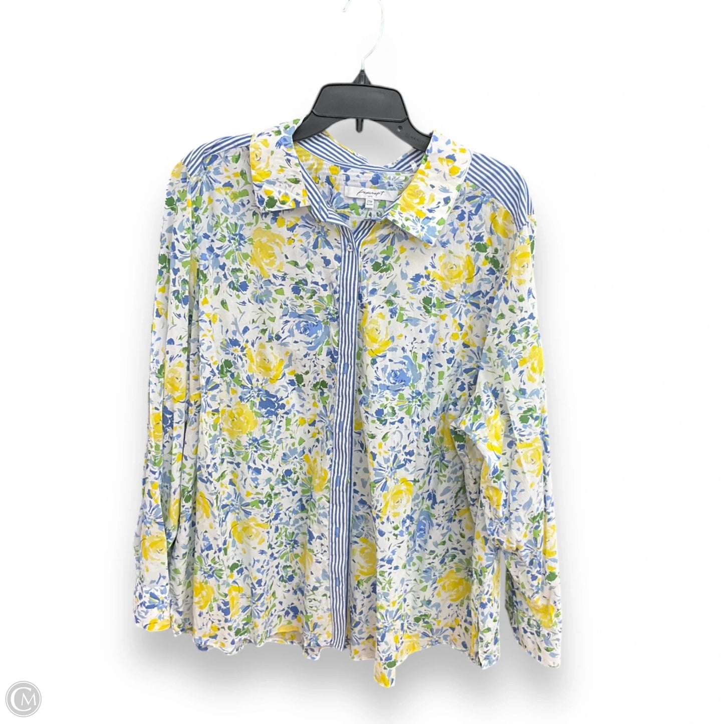 Blouse Long Sleeve By Foxcroft In Floral Print, Size: 2x