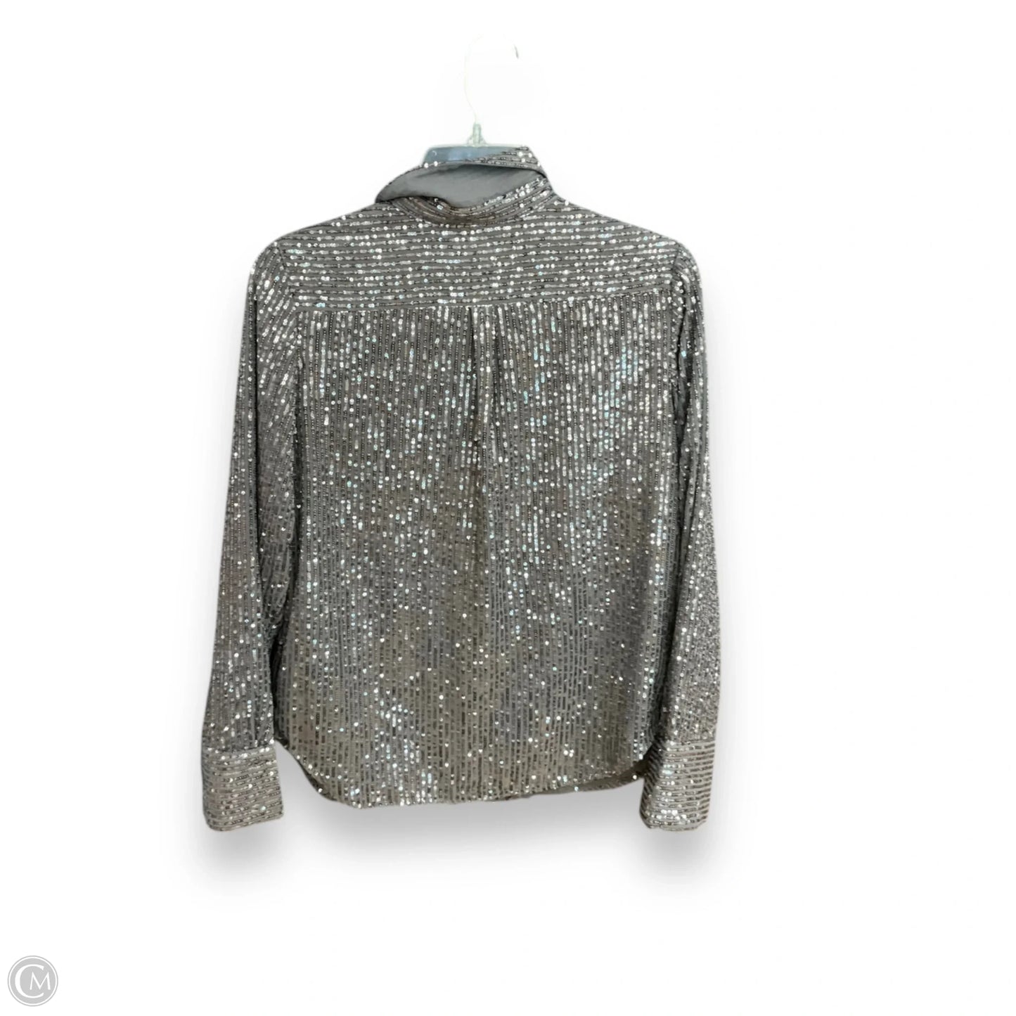 Blouse Long Sleeve By Anthropologie In Silver, Size: Xs