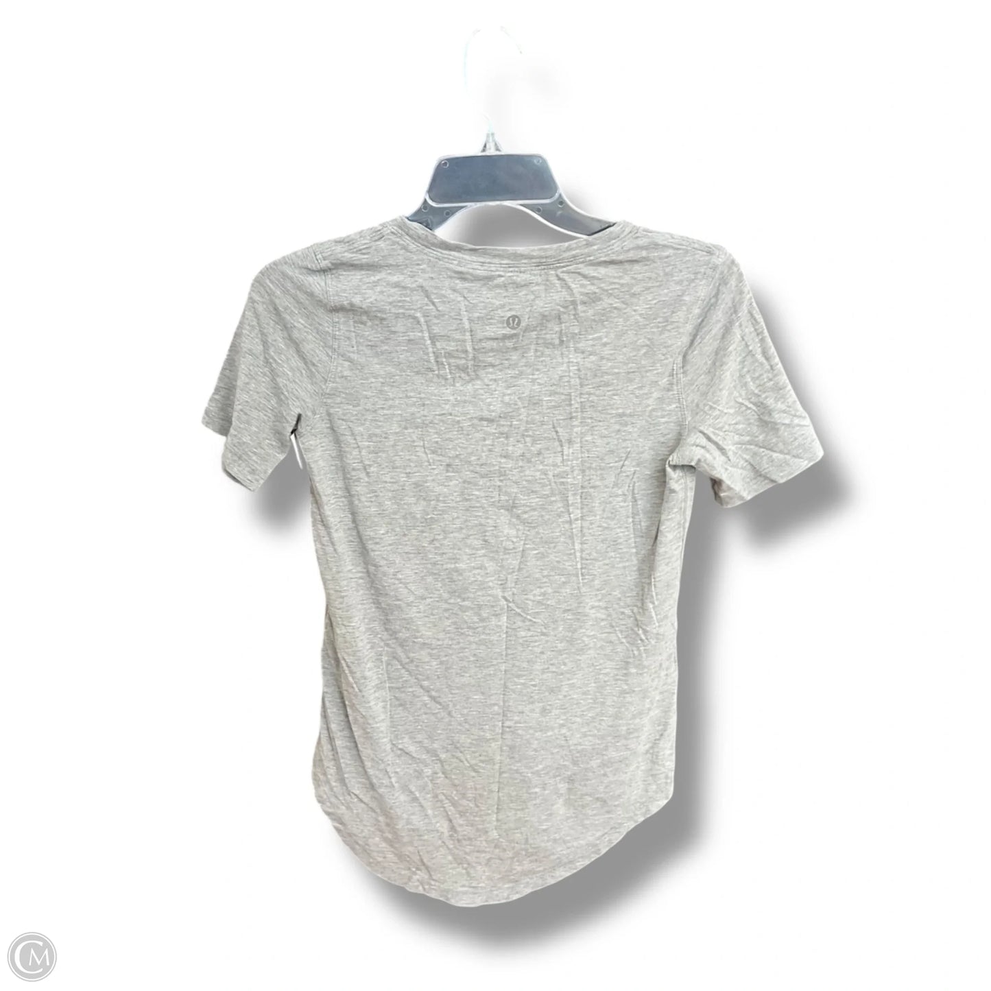 Athletic Top Short Sleeve By Lululemon In Grey, Size: M