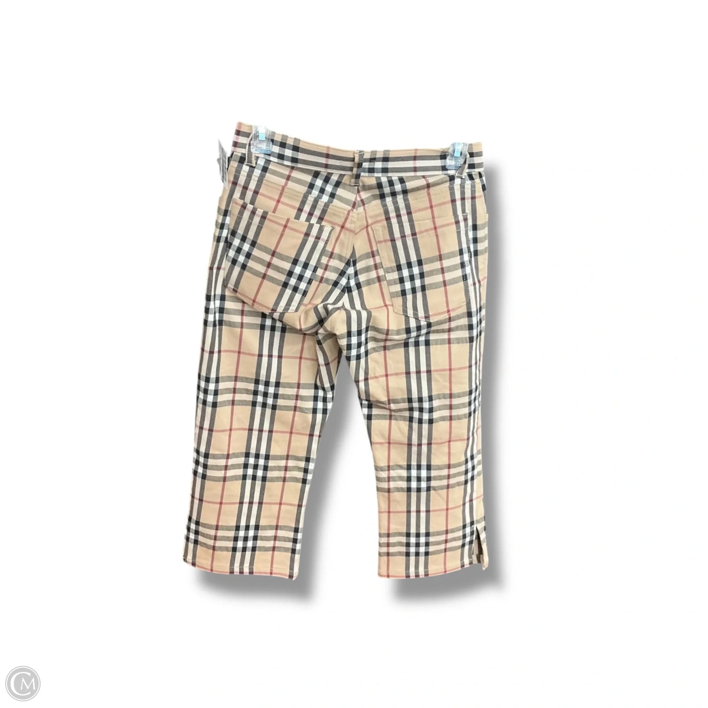 Capris Luxury Designer By Burberry In Plaid Pattern, Size: 4