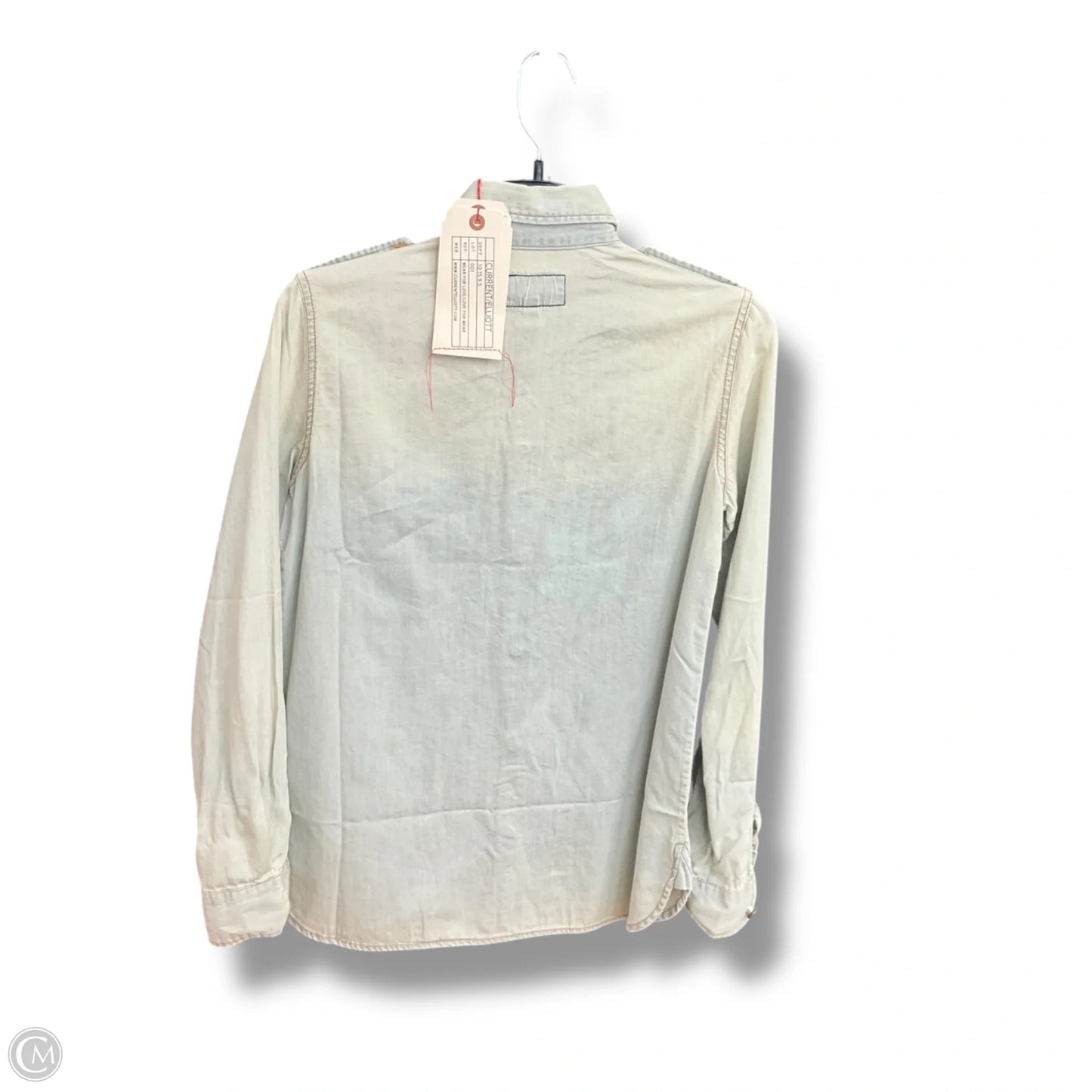 Blouse Long Sleeve By Current/elliott In Blue Denim, Size: Xs