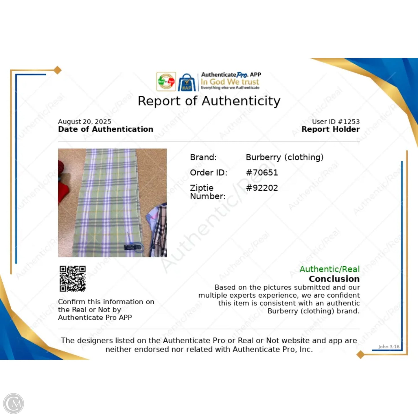 Scarf Luxury Designer By Burberry