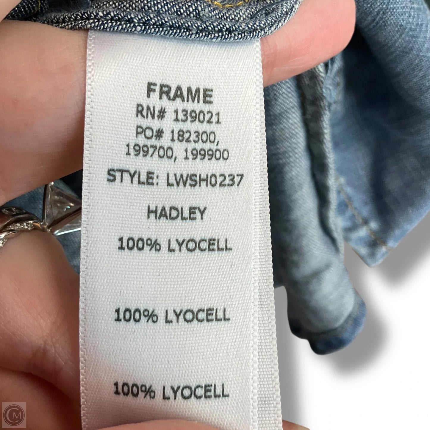 Top Long Sleeve By Frame In Blue, Size: L