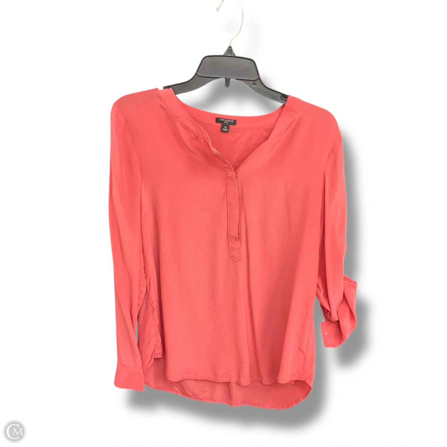 Blouse Long Sleeve By Ann Taylor In Coral, Size: M