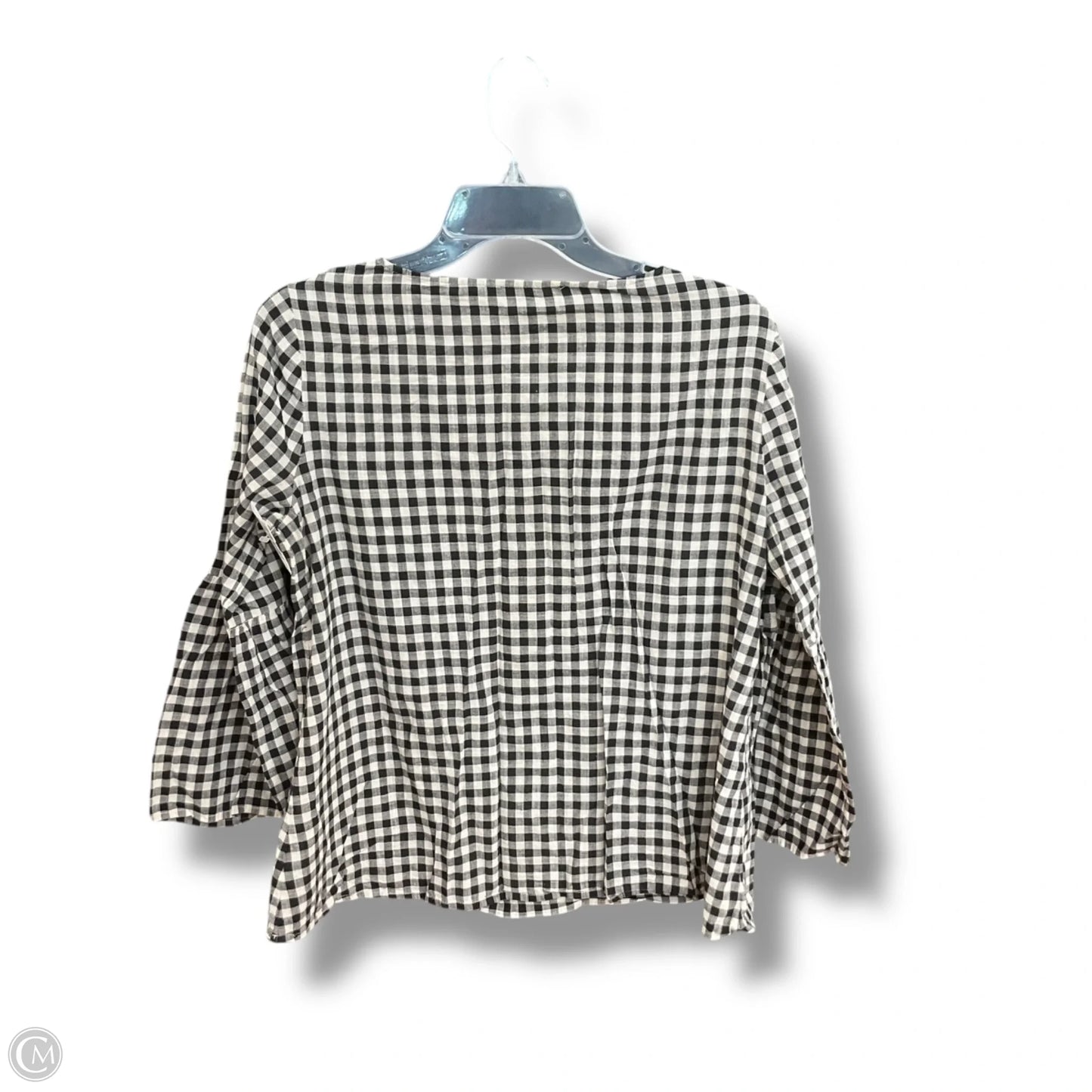 Top 3/4 Sleeve By Madewell In Checkered Pattern, Size: M