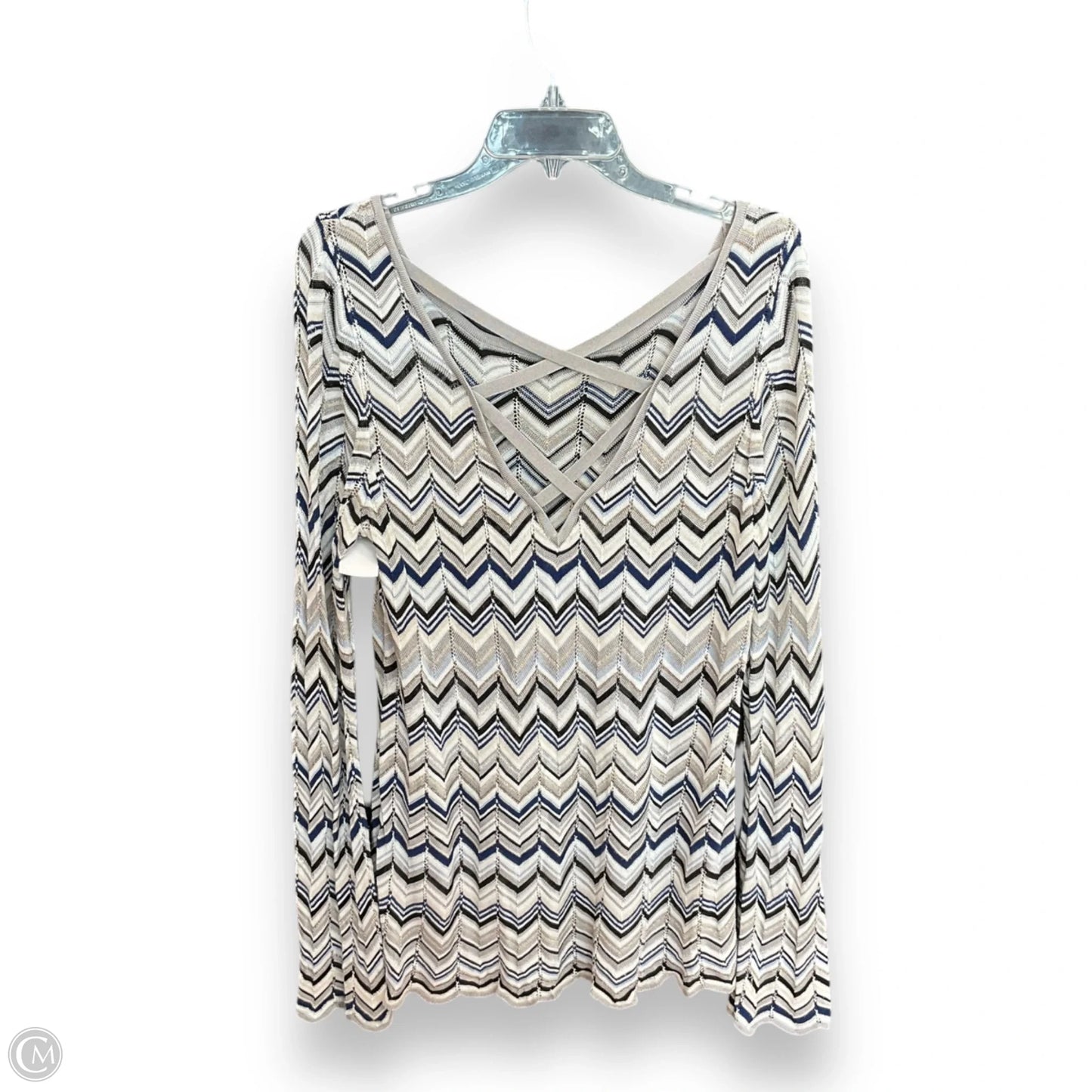Top Long Sleeve By White House Black Market In Geometric Pattern, Size: Xl