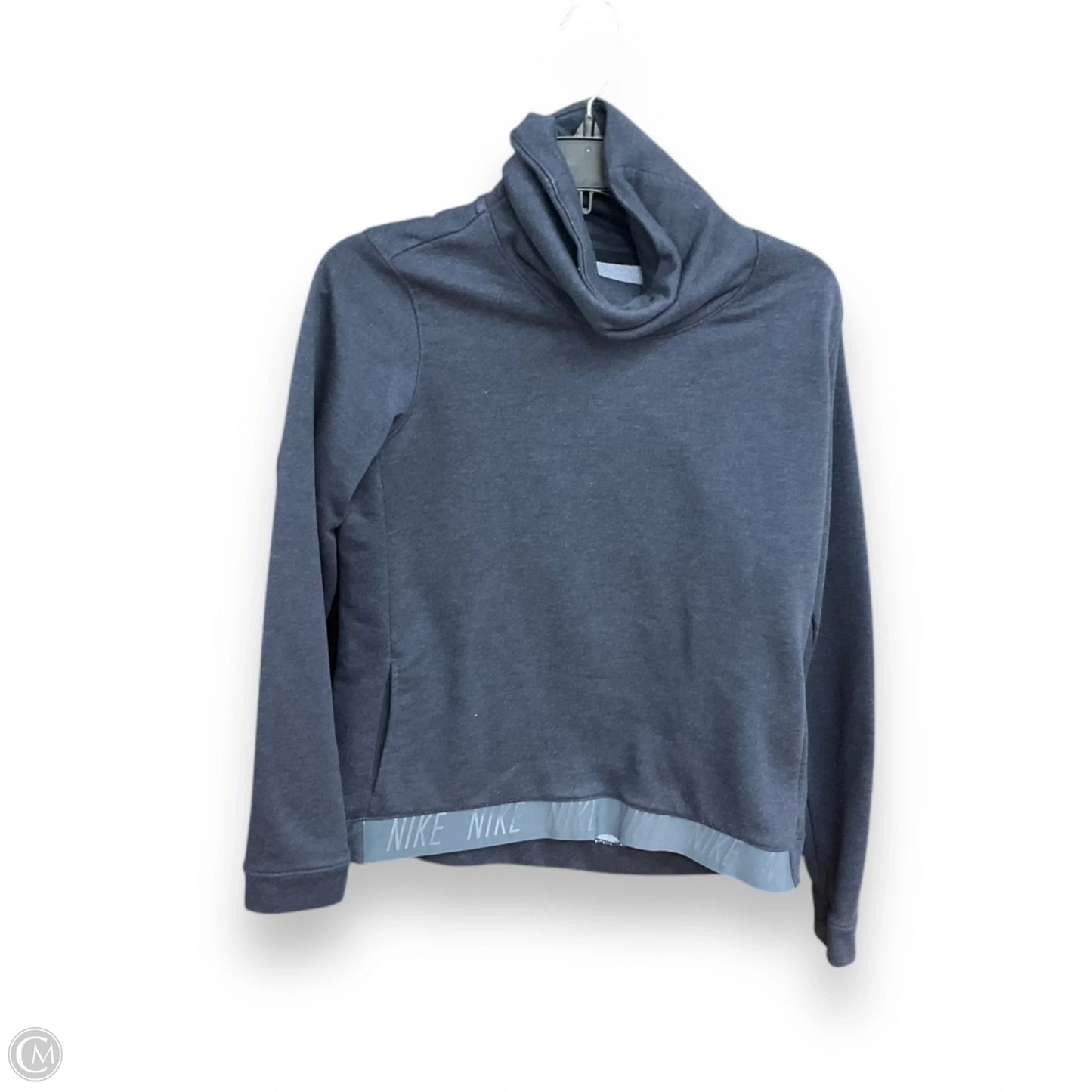 Athletic Top Long Sleeve Collar By Nike Apparel In Navy, Size: M