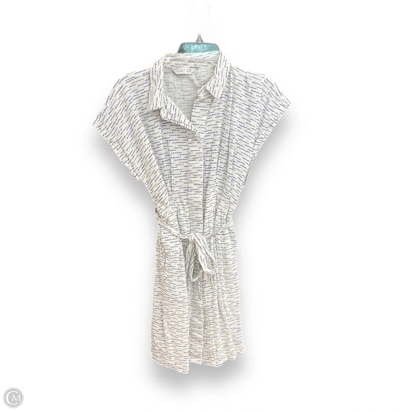 Dress Casual Short By Compania Fantastica In Blue & White, Size: M