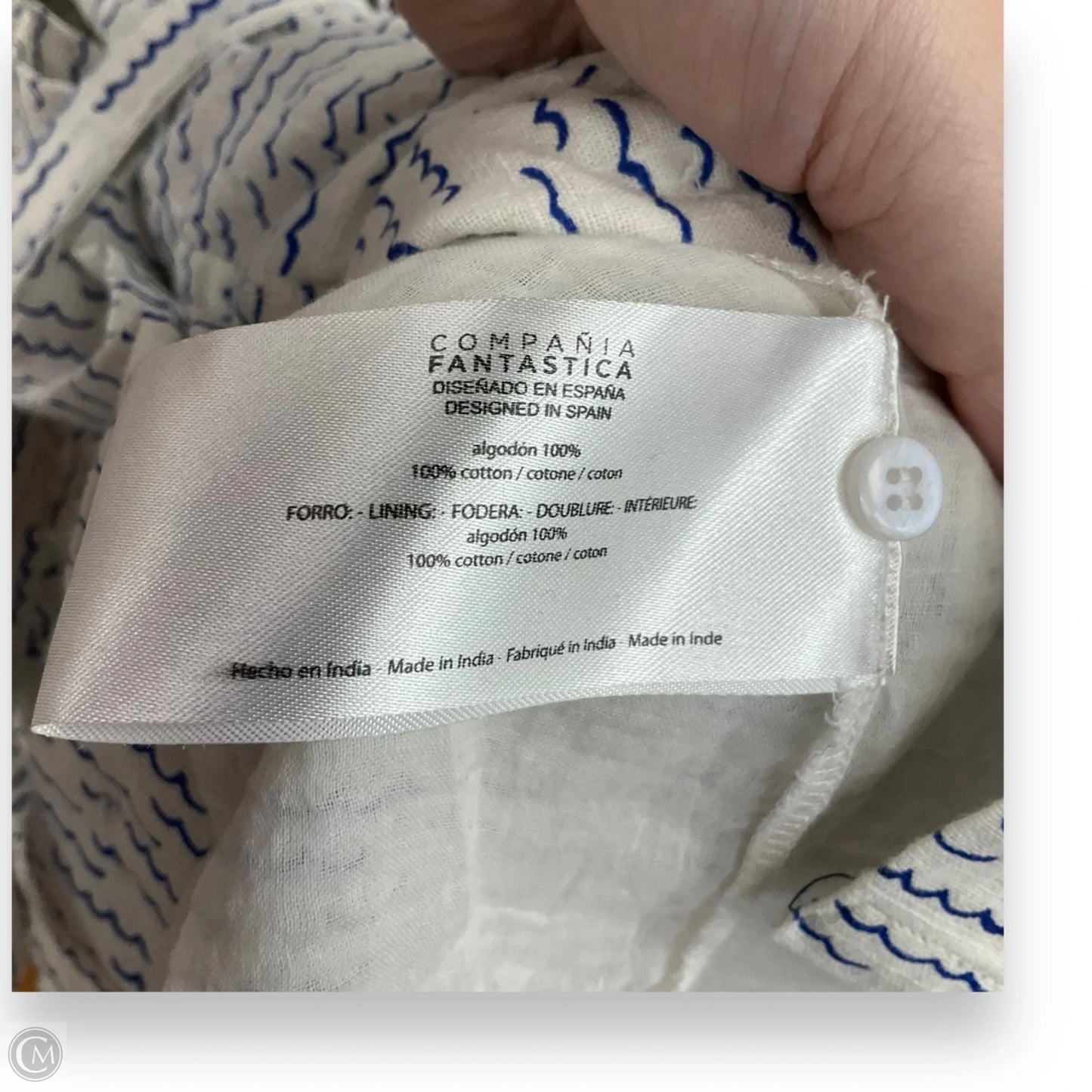 Dress Casual Short By Compania Fantastica In Blue & White, Size: M