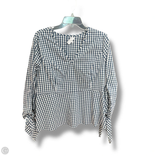 Top 3/4 Sleeve By J. Crew In Blue & White, Size: S