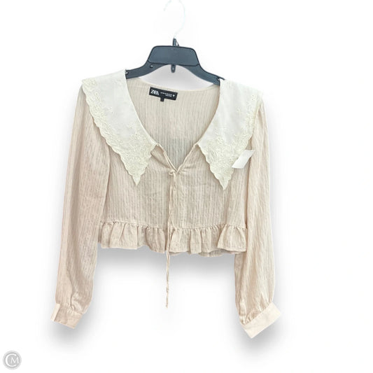 Top 3/4 Sleeve By Zara In Beige, Size: Xs