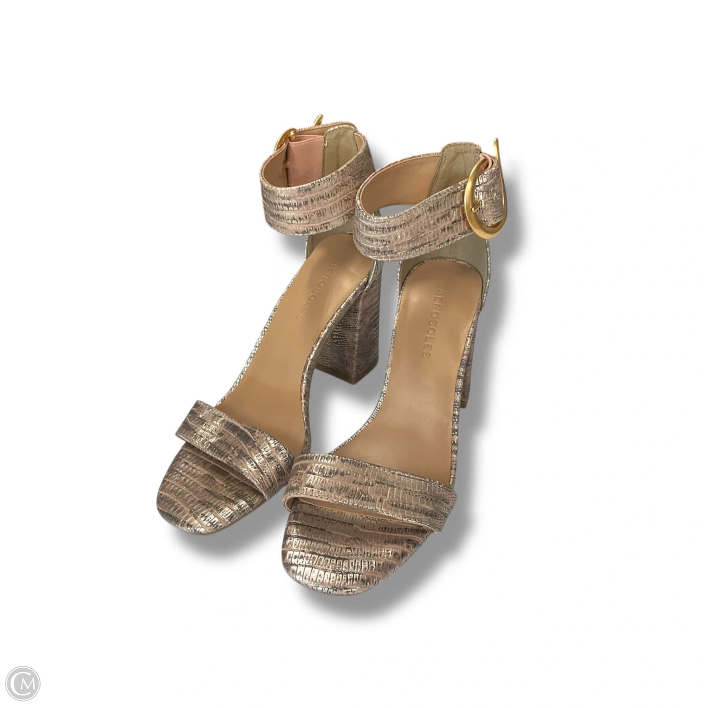 Sandals Heels Block By Aerosoles In Snakeskin Print, Size: 6.5