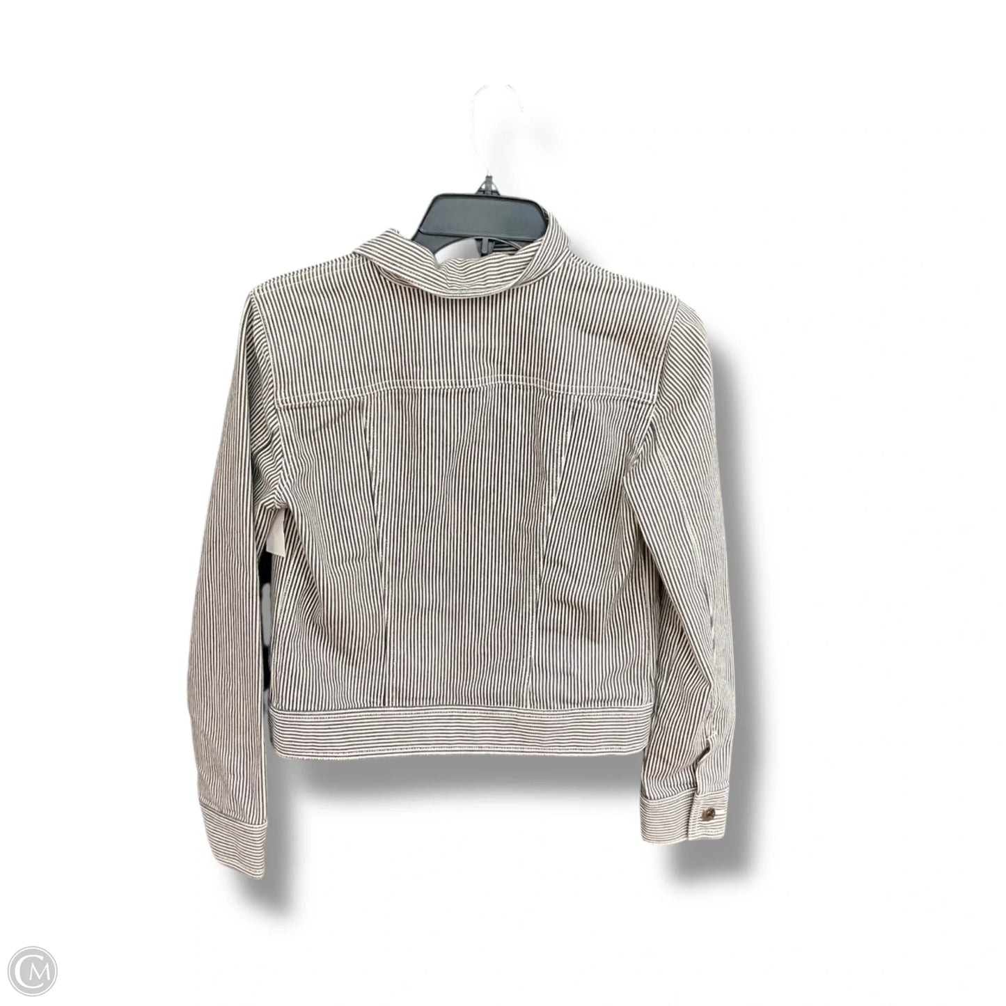 Jacket Denim By Lauren Jeans Co In Striped Pattern, Size: S