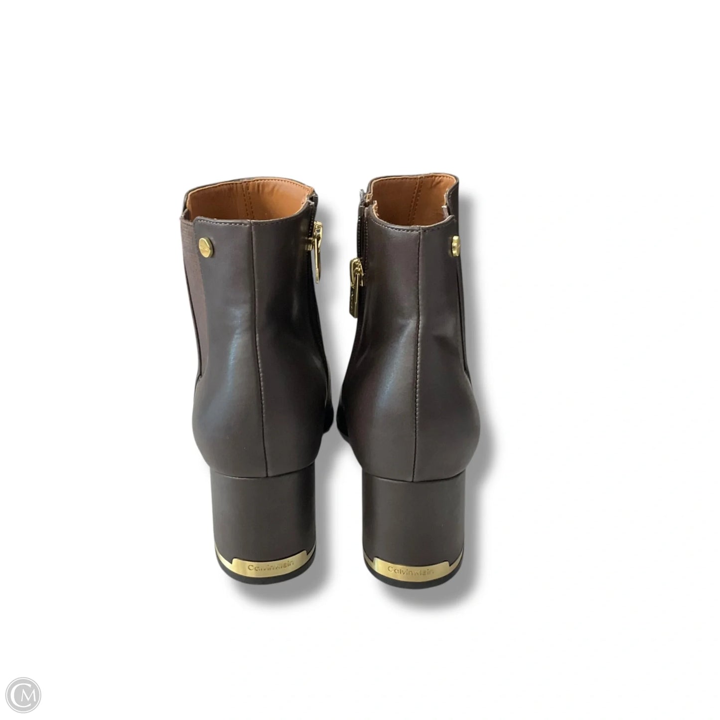 Boots Ankle Heels By Calvin Klein In Maroon, Size: 8