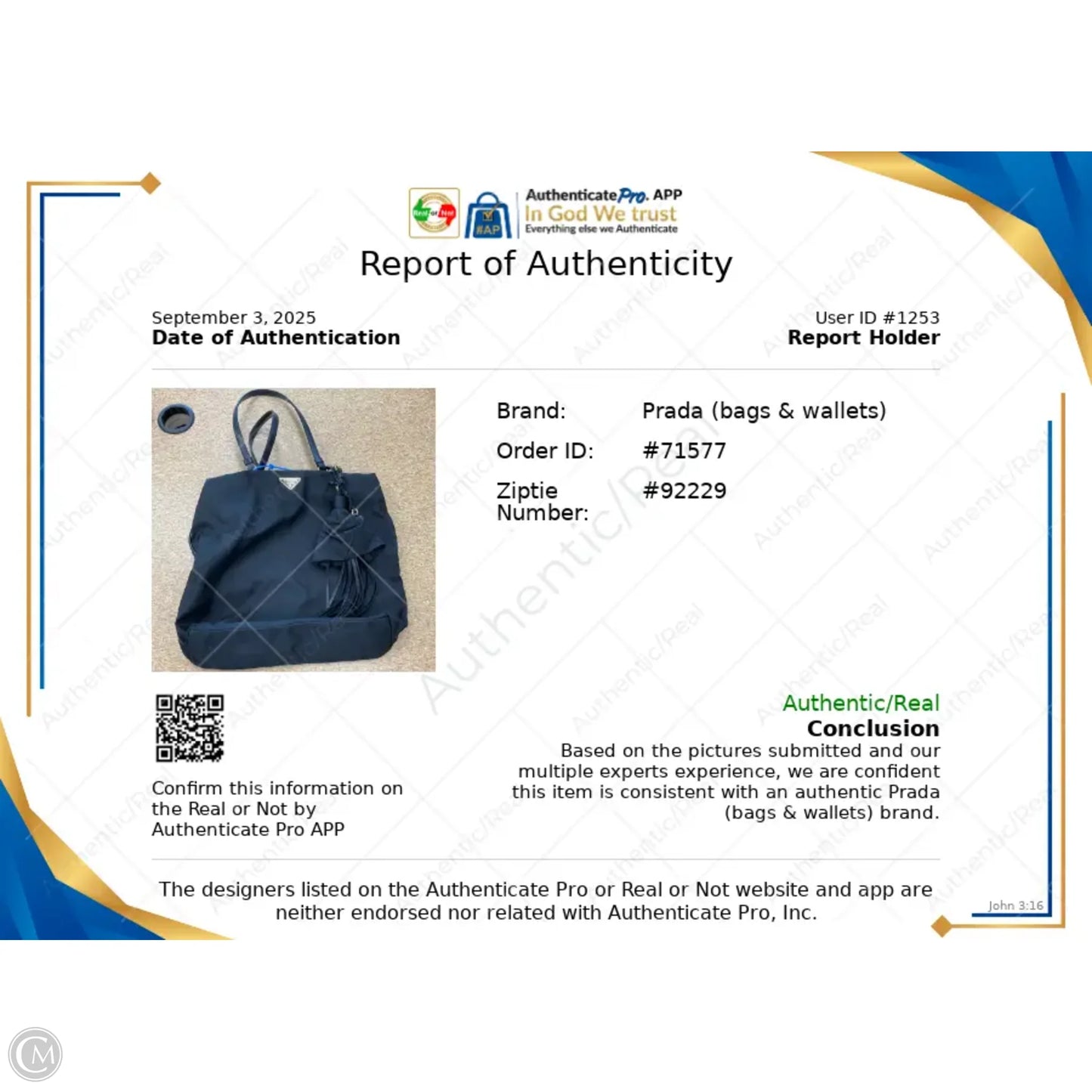 Handbag Luxury Designer By Prada, Size: Medium