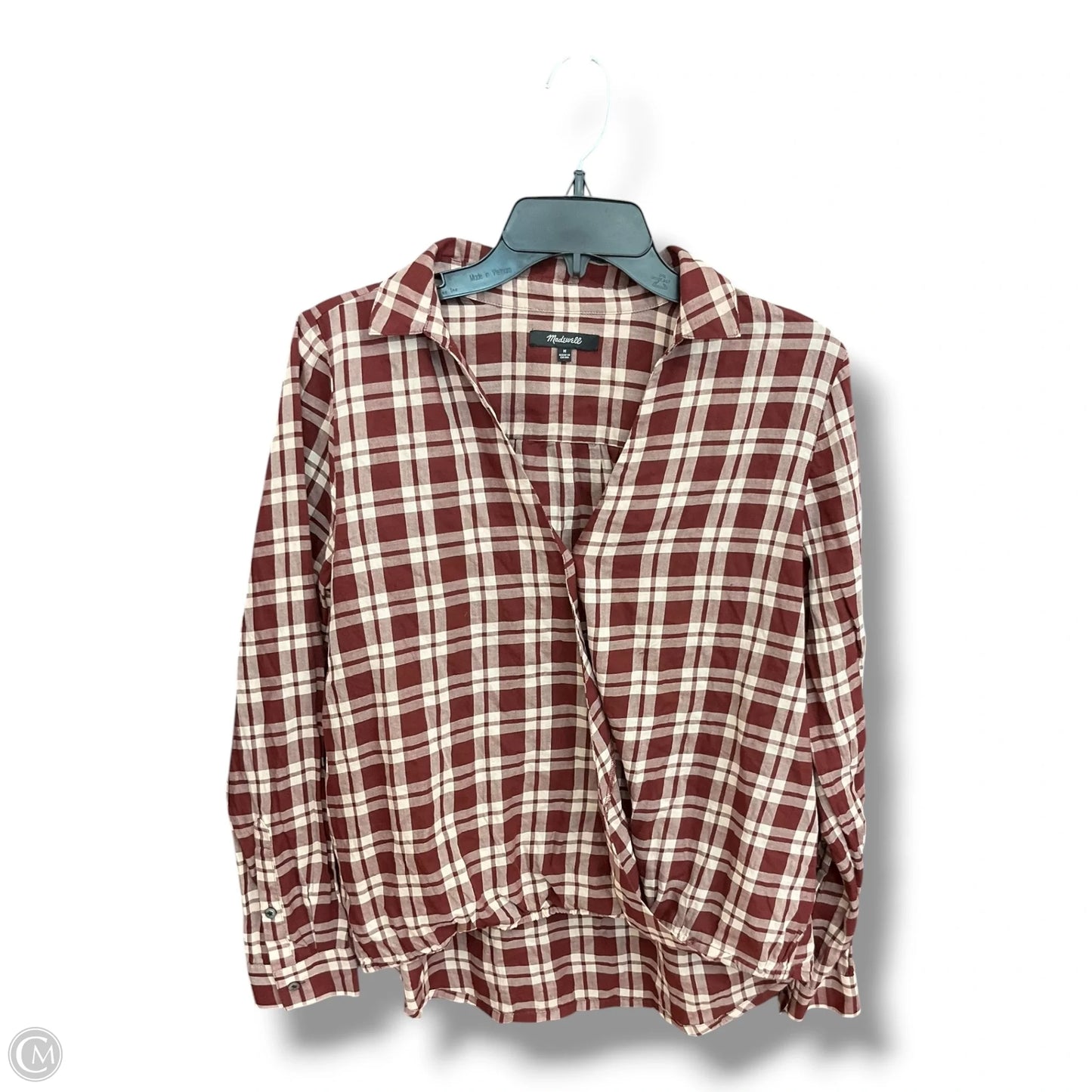 Top Long Sleeve By Madewell In Plaid Pattern, Size: M