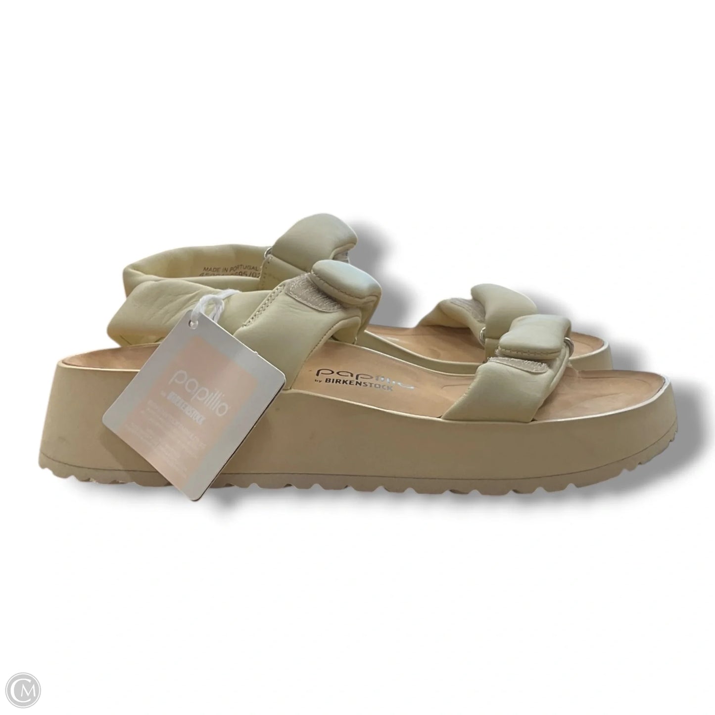 Sandals Heels Platform By Birkenstock In Beige, Size: 10