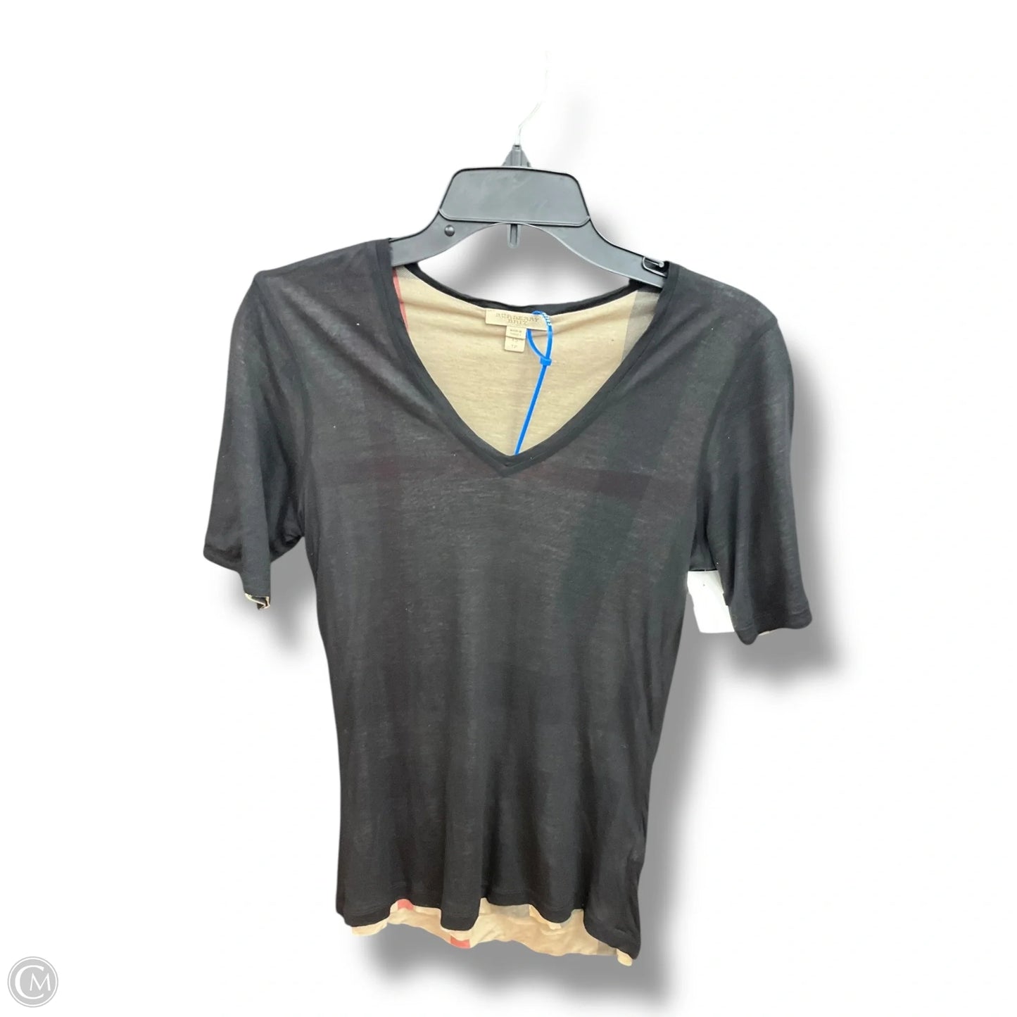 Top Short Sleeve Luxury Designer By Burberry In Black, Size: Xs
