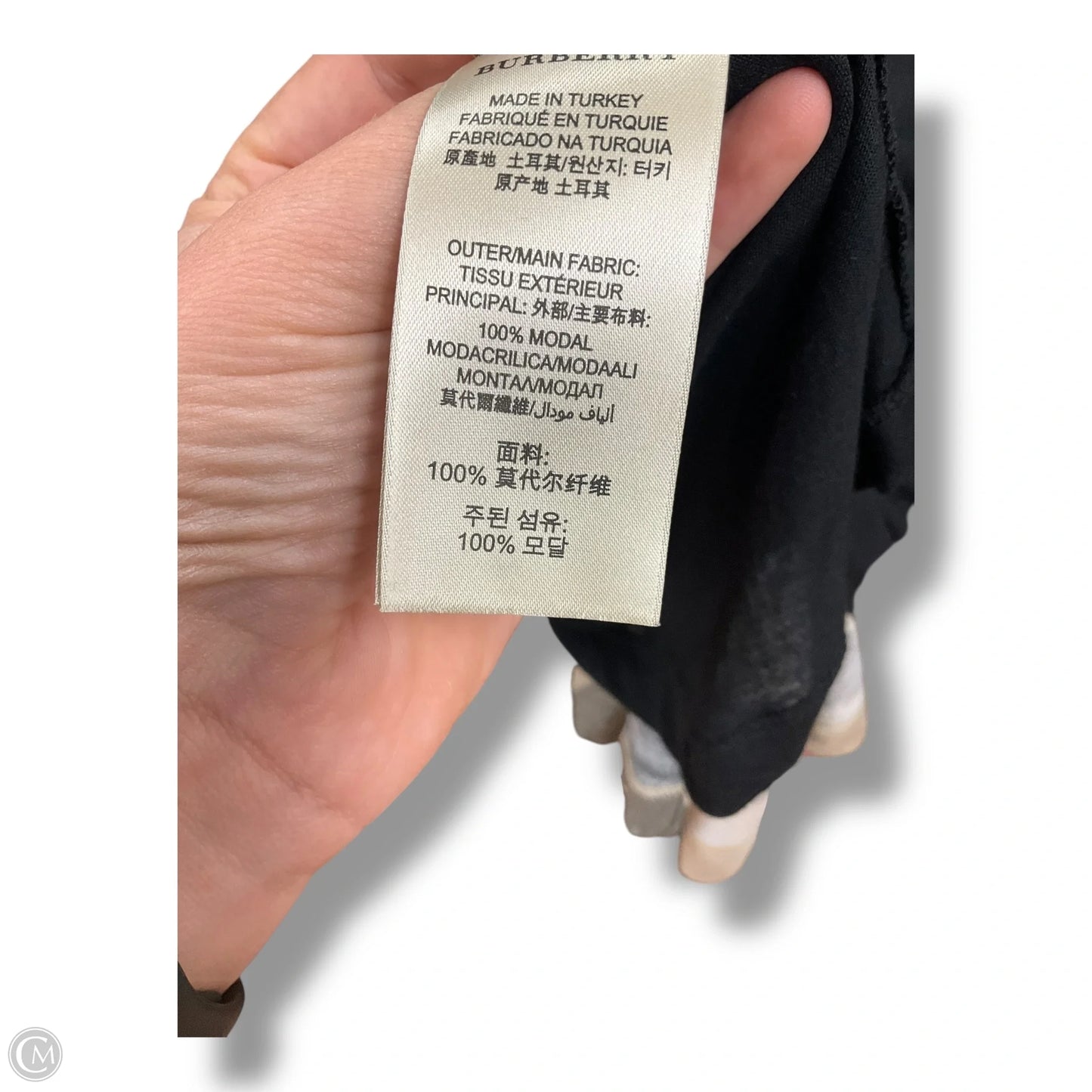 Top Short Sleeve Luxury Designer By Burberry In Black, Size: Xs