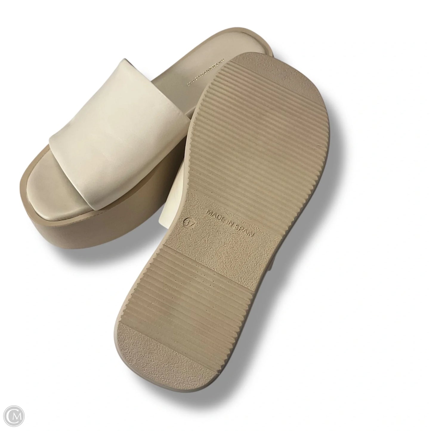 Sandals Heels Platform By Anthropologie In Cream, Size: 6.5