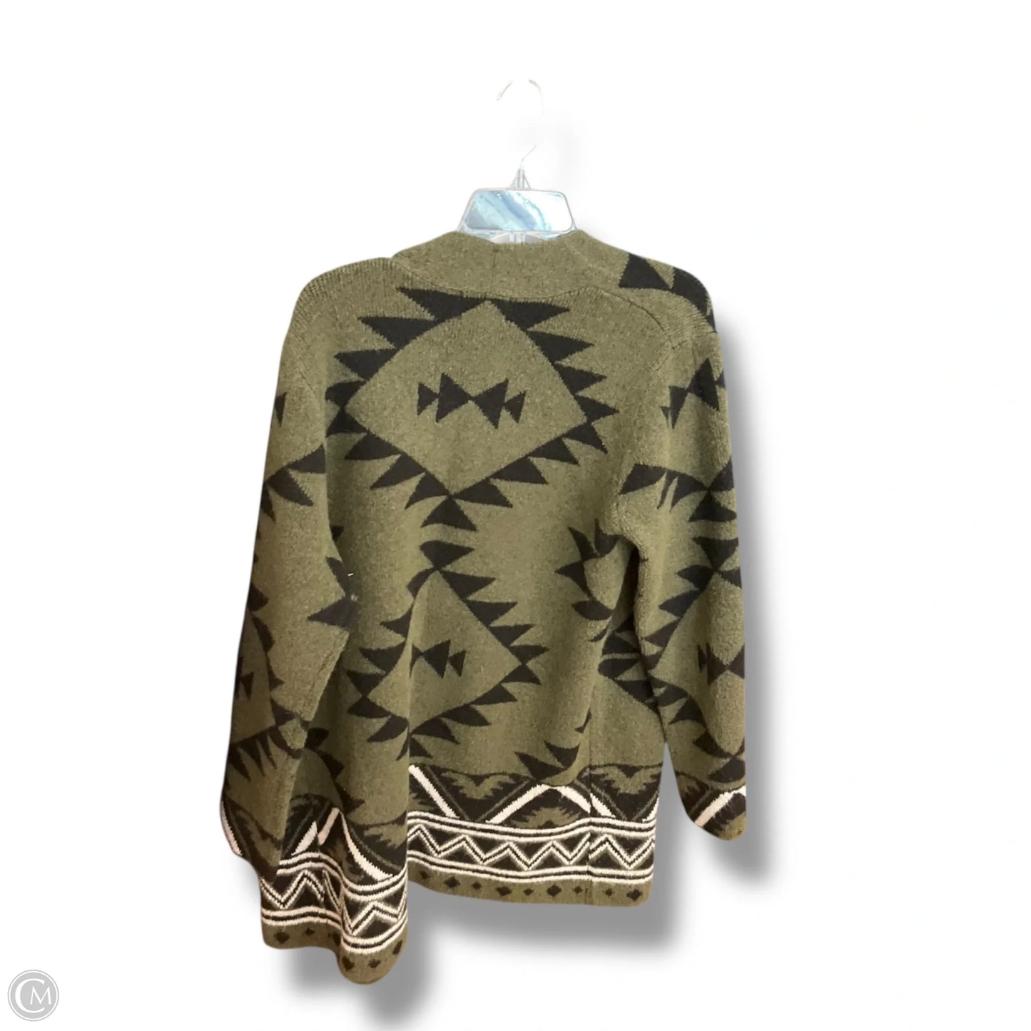 Sweater Cardigan Designer By Frye In Black & Green, Size: L